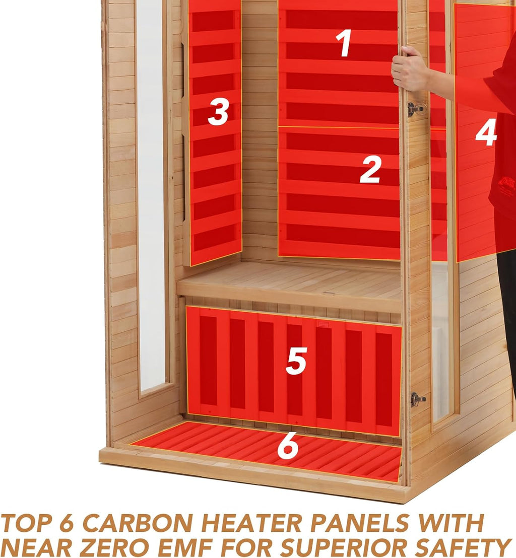 202 Upgrad Perso Sauna Heatin Plat Infrare Physica Therap Woode Dr Stea Sauna Lo EMF MP Auxiliar Connection Dua Control Insid an Outsid Fits Hom Sp Da Use