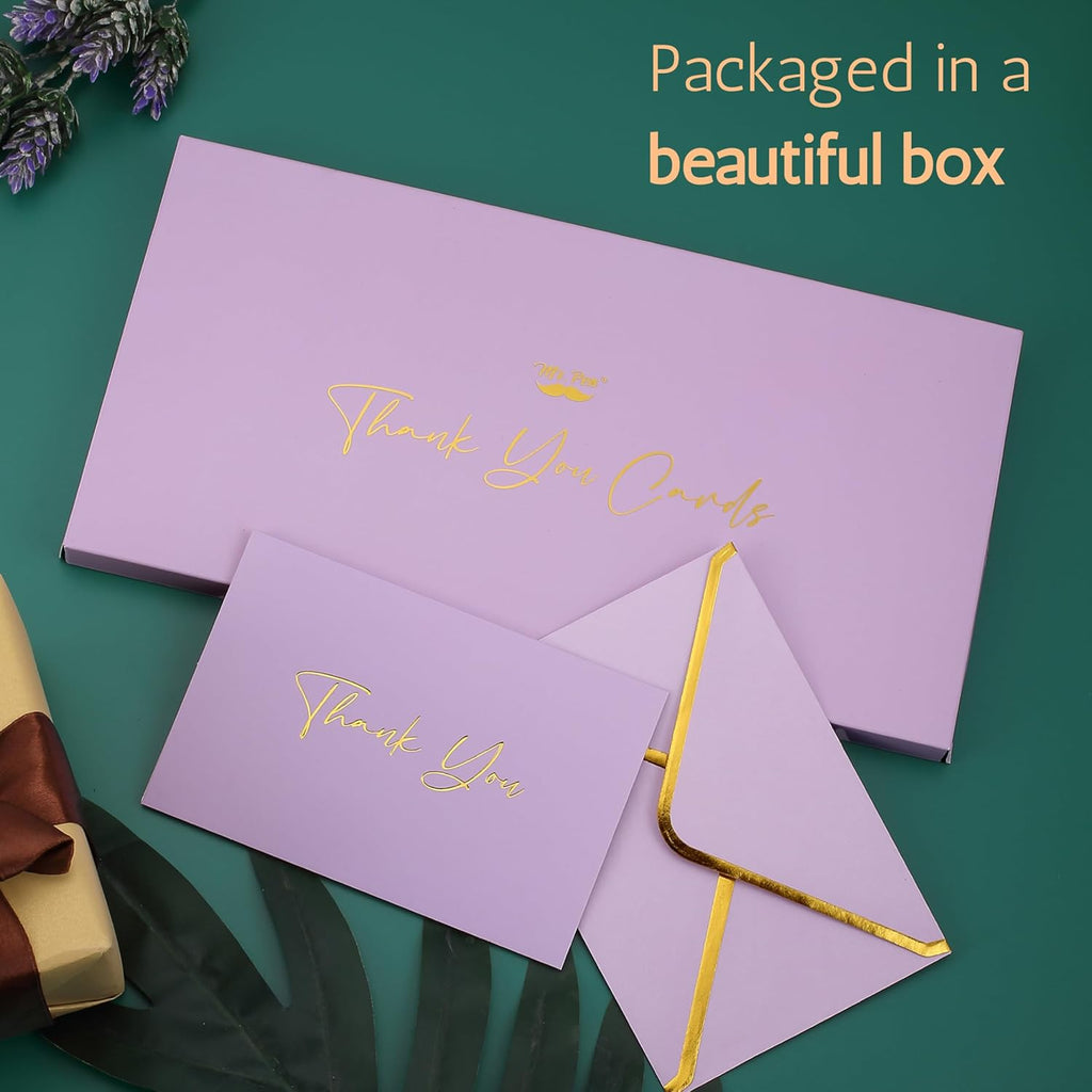 Mr. Pen- Blank Thank You Cards with Envelopes, 20 Pack, 4x6, Gold Thank You Notes with Envelopes, Violet Wedding Thank You Cards Wedding, Thank You Note Cards, Baby Shower Thank You Cards