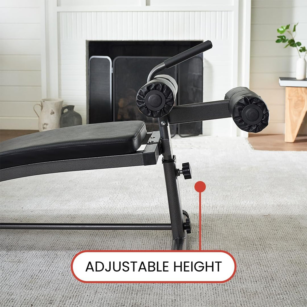Finer Form Gym-Quality Adjustable Sit Up Ab Bench Decline Weight Bench for Home Gym Strength Training.