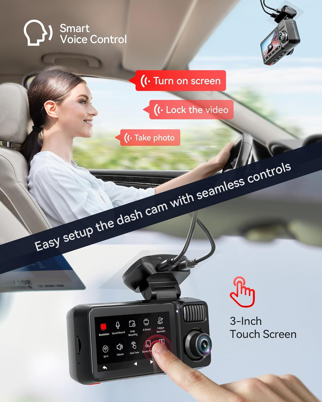 REDTIGE F1 Elit 4 Channe Das Cam STARVI IMX67 IMX675 128G Card Ful Nigh Color 4K+2.5K+1080 Fron an Rea Inside Touc Screen Voic Control 5GH WiF 6 GPS HDR Parkin Mode