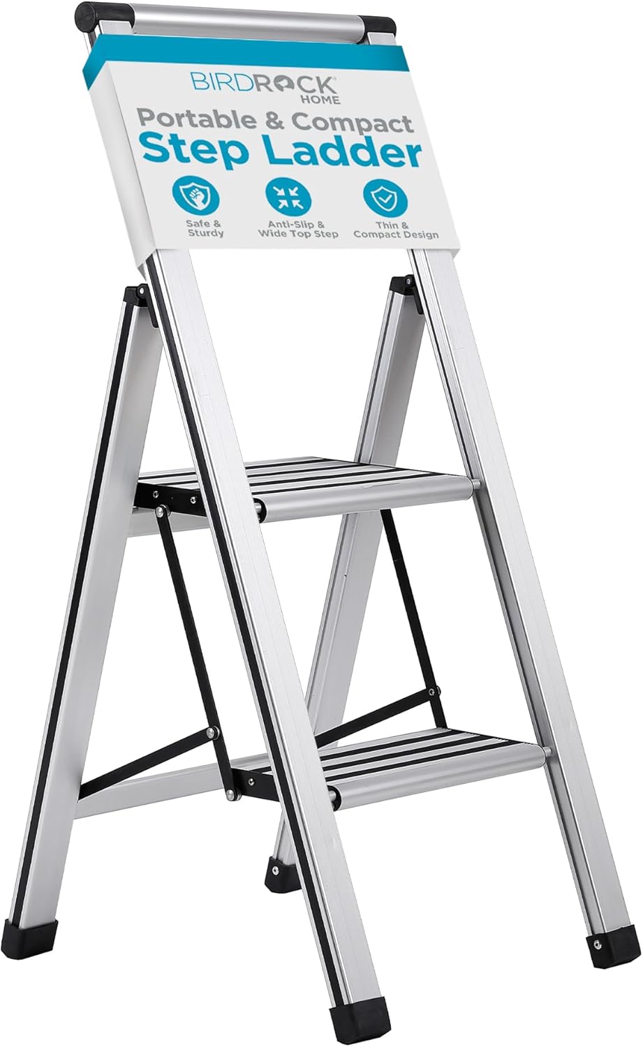 BIRDROC HOM Ste Ladde Foldin Anti-Sli Ste Stool 25 l Capacit Lightweight Sli Sturd Desig fo Household Kitchen Garage Indoo Outdoo Us Collapsible Portable Heavy-Duty