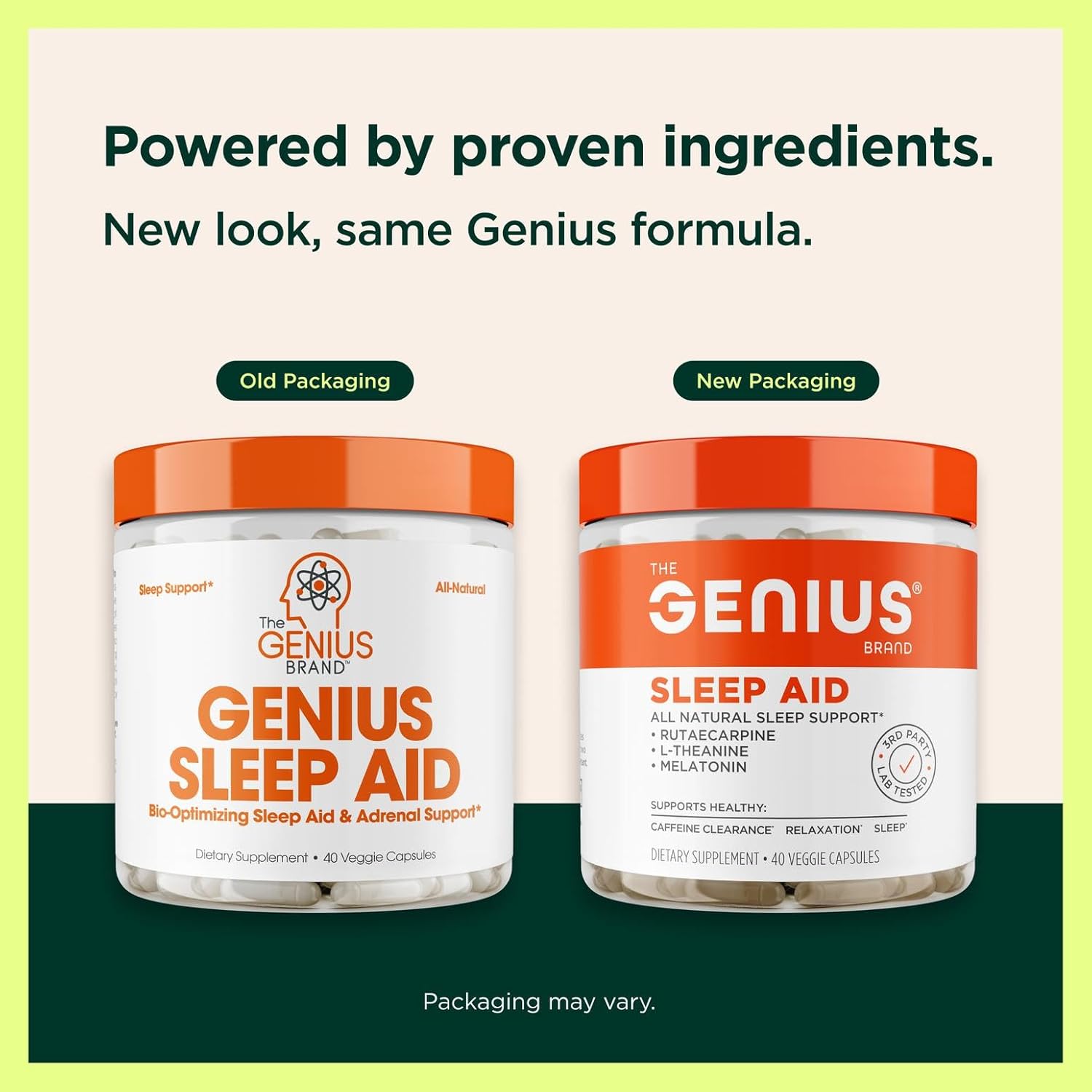 Geniu Slee AI Smar Sleepin Pill Supplemen Relaxatio Enhance an Moo Suppor w/Inositol L-Theanin Glycin 4 Capsules
