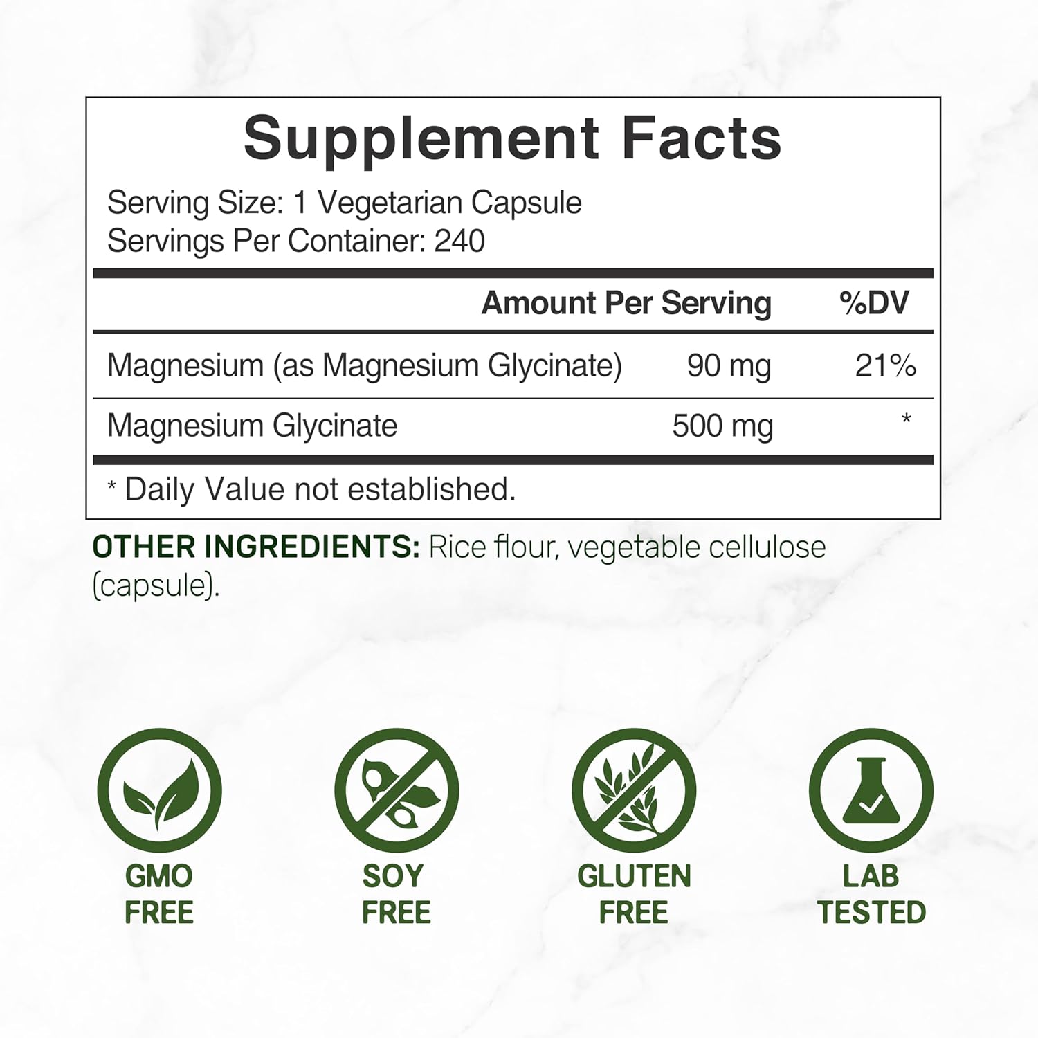 Magnesiu Glycinat 500mg 24 Veggi Capsule 100 Chelate fo Eas Absorptio Highl Purifie Essentia Trac Minera Supplemen Non-GMO Vega Friendly