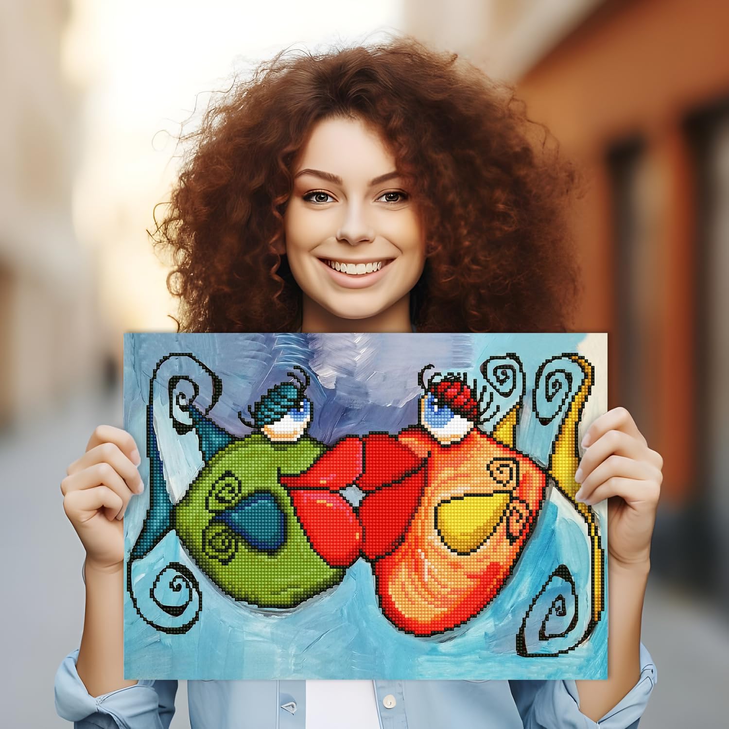 DIAMON DOT Fish Kiss Fis Diamon Paintin Kit fo Adult Diamon Ar Kit Relaxin Creativ Craf Ki wit Dot Gem 11.8inchx16.5inch
