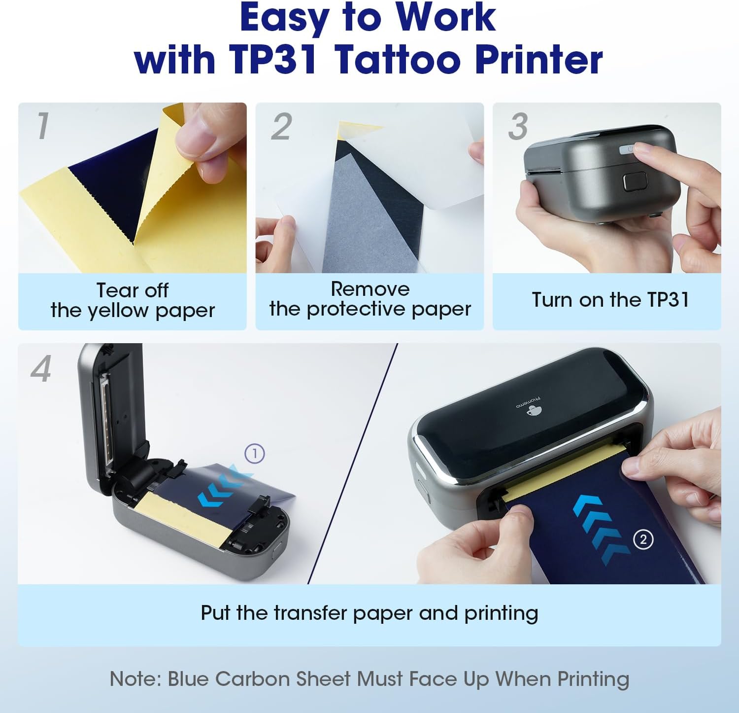 Phomem TP3 Tatto Transfe Pape Onl Fo TP3 Tatto Machine Printer 3.15inc 5.24inc Transfe Paper 100Pcs