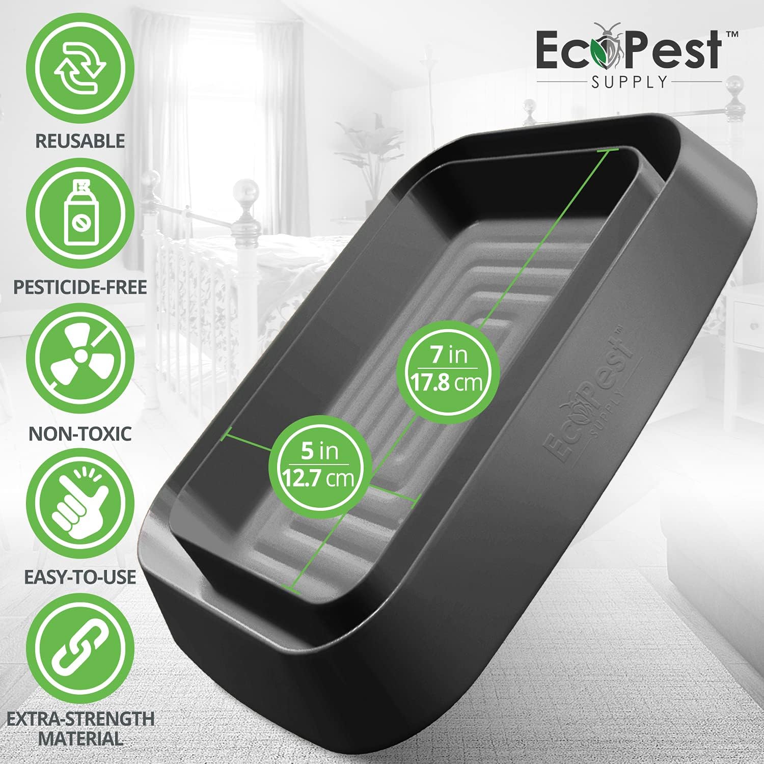 Bed Bug Interceptors ¨C 4 Pack | Bed Bug Blocker (XL) Interceptor Traps (Black) | Extra Large Insect Trap, Monitor, and Detector for Bed Legs