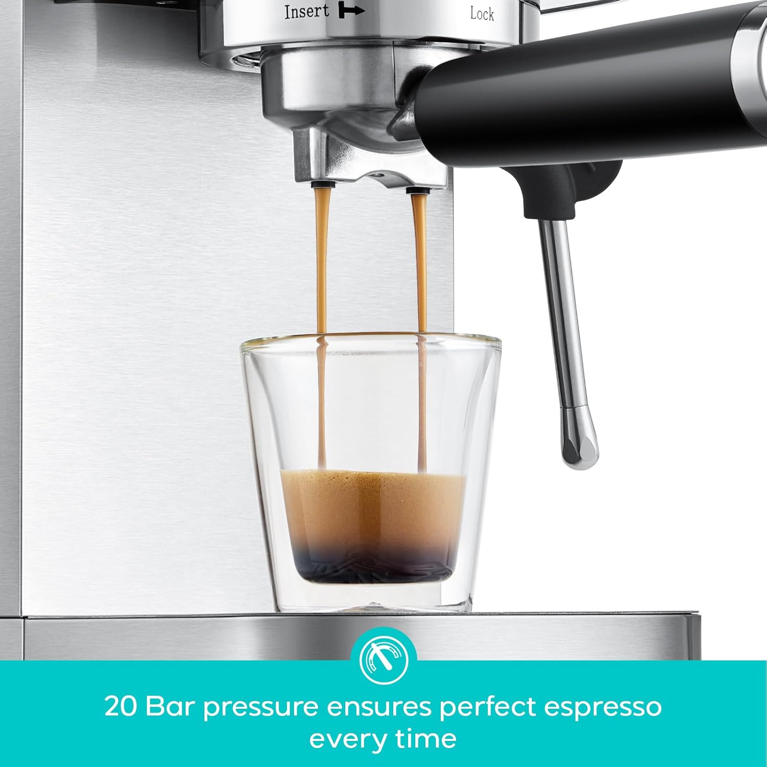 3700 Essential Espresso Machine 20 Bar, Stainless Steel Cappuccino Latte Machine with Steam Frother for Home, 43.9oz Water Tank, Coffee Gift for Women Men, Silver