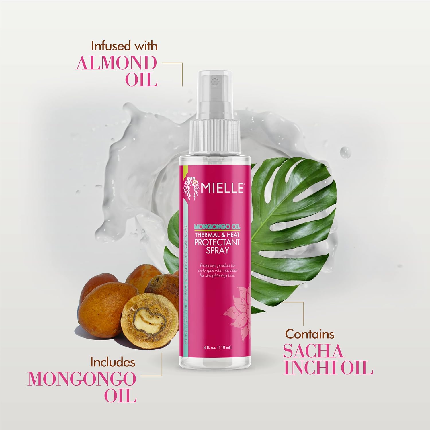 Miell Mongong Oi Therma Hea Protectan Spray Protect Hai fro Hea Damage Intens Hea Defense Cur Patter Protection Saf fo Al Hai Type ( F Oz)
