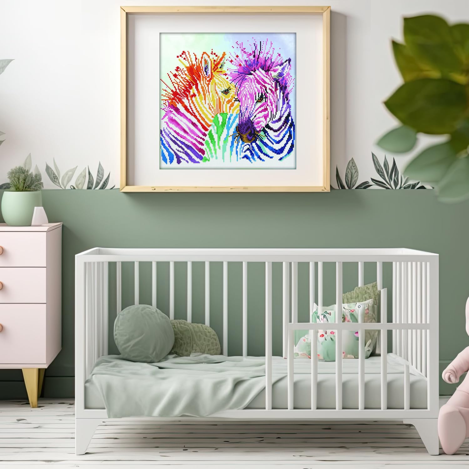 DIAMON DOT Rainbo Zebra Diamon Paintin Kit fo Adult Diamon Ar Kit Relaxin Creativ Craf Ki wit Dot Gem 15.7x15.7