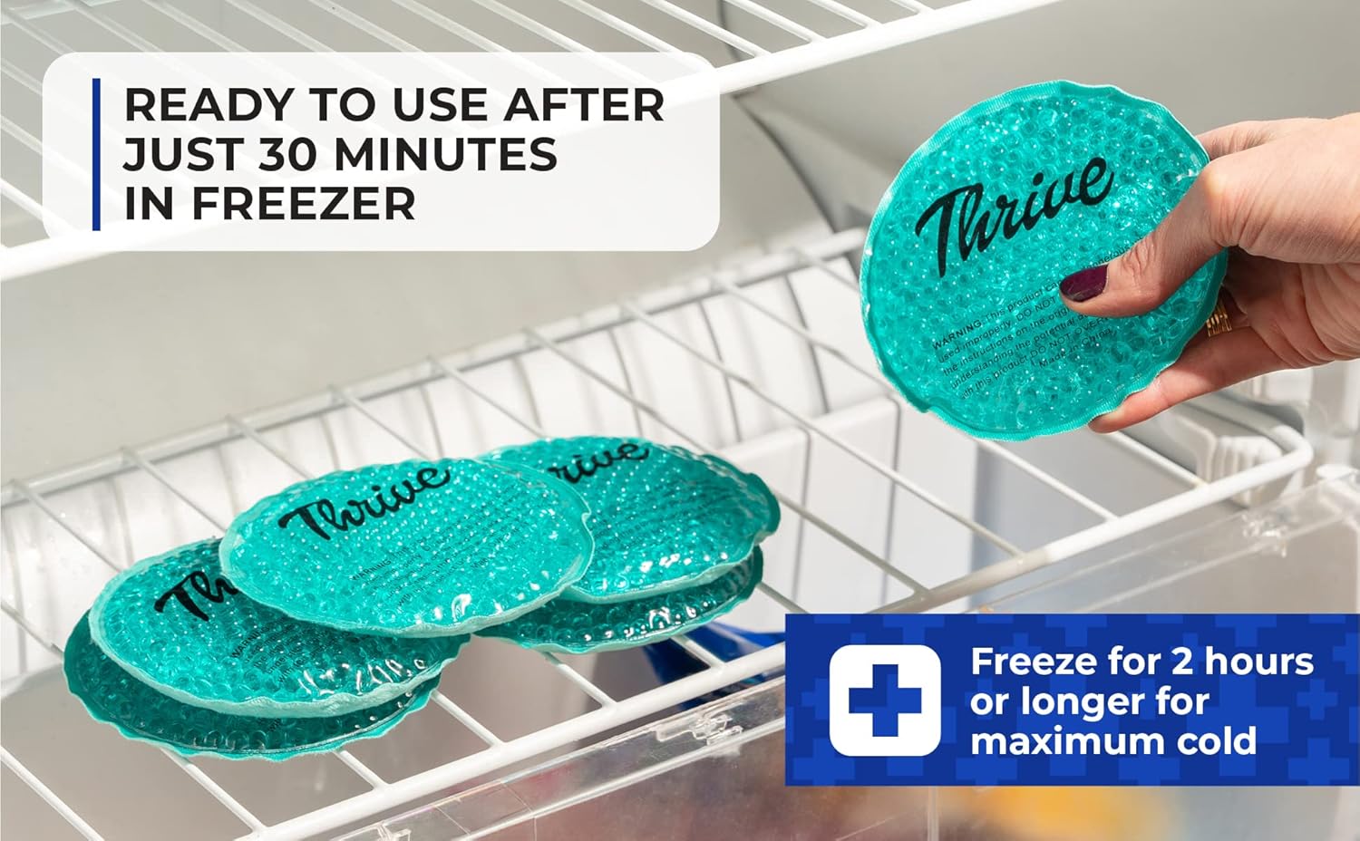 Thrive Round Hot & Cold Ice Packs (6 Pack) ¨C FSA HSA Approved - Reusable Gel Bead Ice Pack w/Cloth Backing ¨C Cold Packs for Injuries, Tired Eyes, Sinus Relief (Mint)