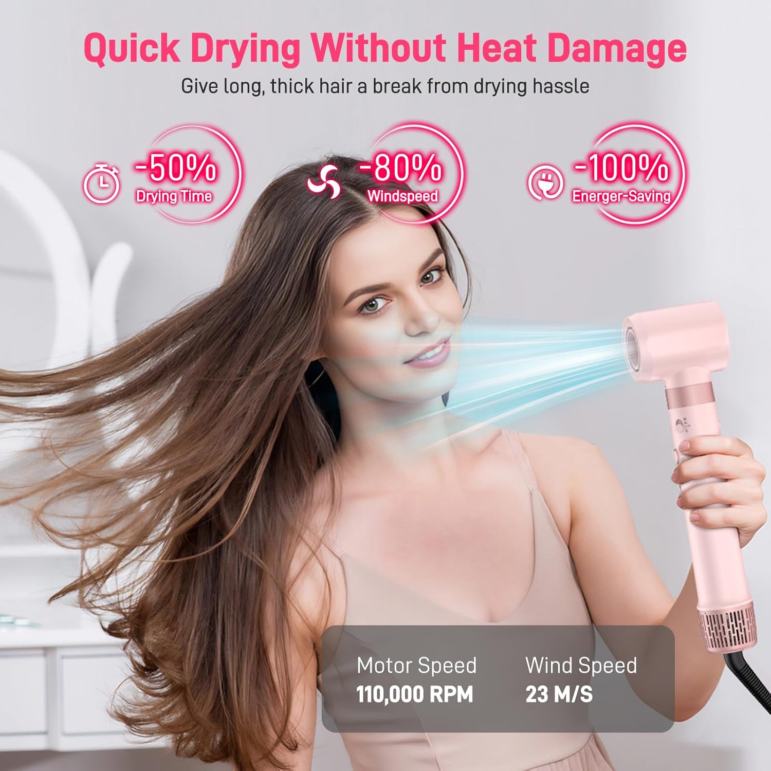 Dual Voltage Hot Air Styler Wrap - 5 in 1 Hair Dryer Brush with Fast Drying Blow Dryer, Styling, Straightening & Volumizing with Travel Bag (100V¨C240V) Gift for Women