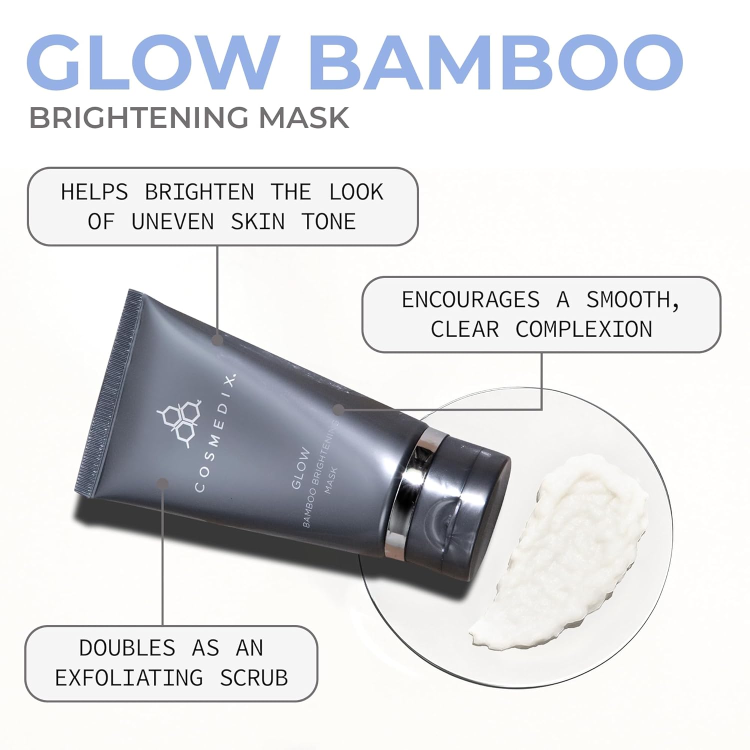 COSMEDI Glo Bambo Brightenin Facia Mas P Exfoliatin Facia Scru fo Tired Dul Uneve Ski Anti-Agin Gentl Nigh Fac Exfoliato wit Bambo Niacinamid Al Ski Types