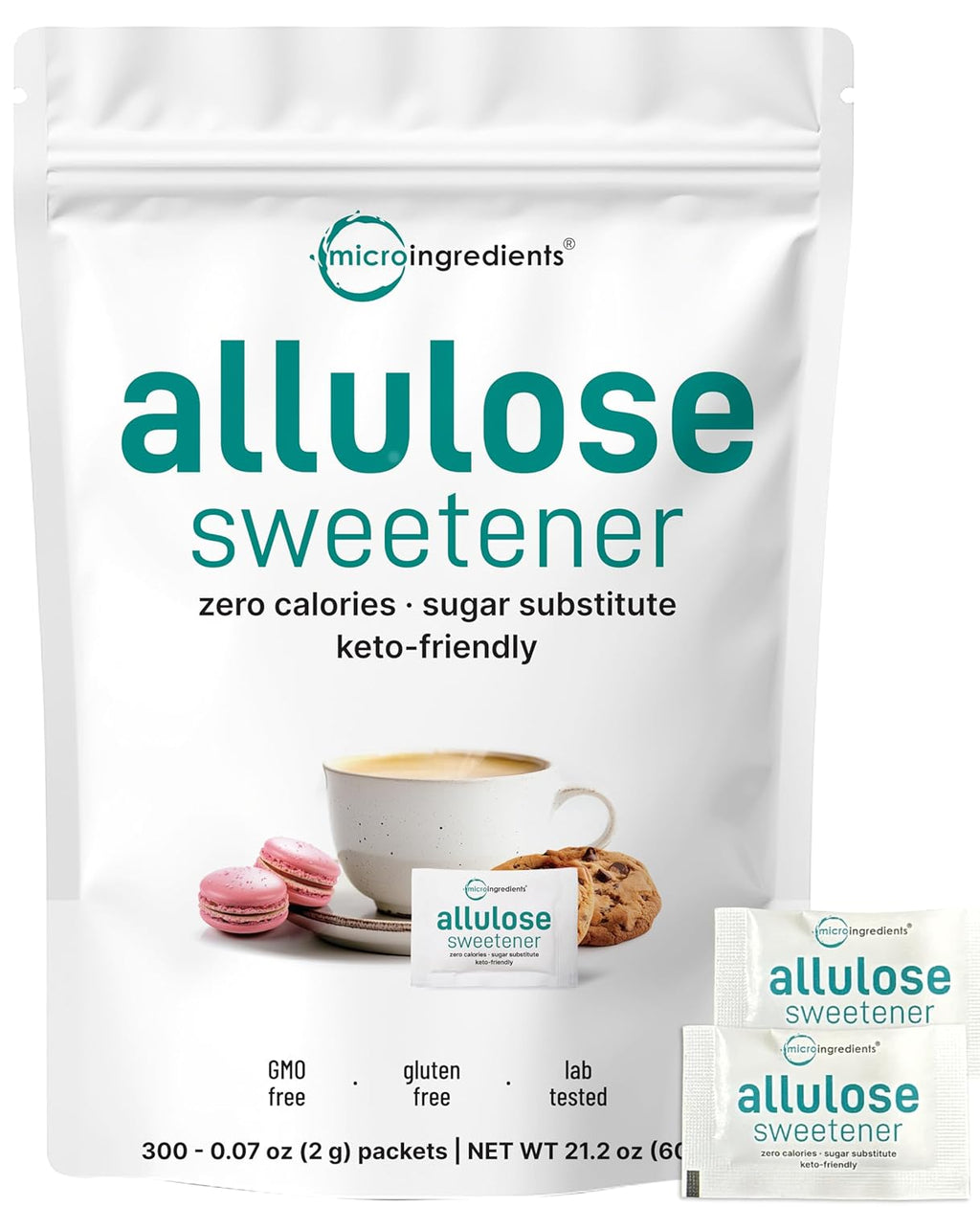 Allulose Sweetener, 300 Packets | Zero Calorie, Plant Based Sugar Substitute, No After Taste | Best for Coffee, Drinks, Tea, Snacks, Cooking, & Baking | Keto Diet & Vegan Friendly | Erythritol Free