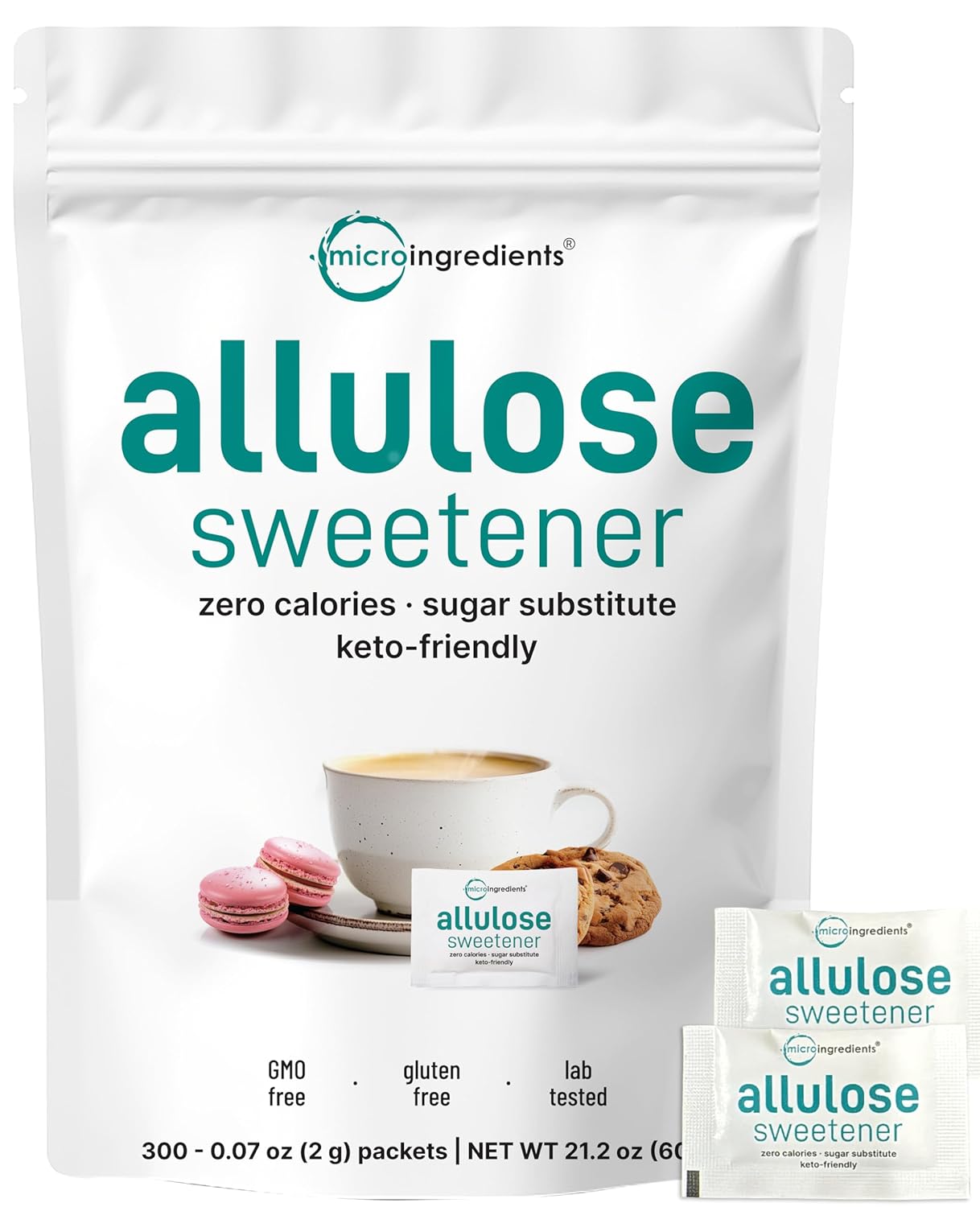 Allulose Sweetener, 300 Packets | Zero Calorie, Plant Based Sugar Substitute, No After Taste | Best for Coffee, Drinks, Tea, Snacks, Cooking, & Baking | Keto Diet & Vegan Friendly | Erythritol Free