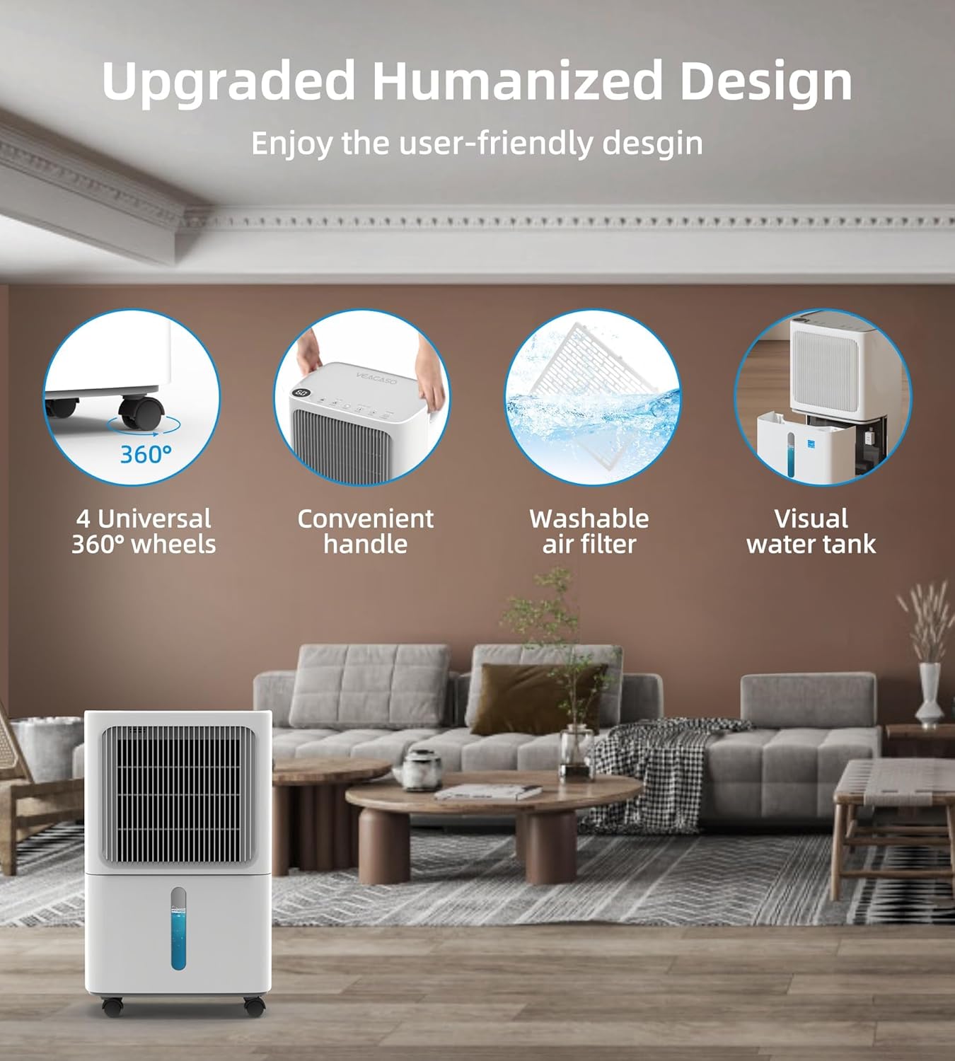 VEAGAS 250 Sq F Dehumidifie fo Basement 3 Pin Dehumidifier Fo Home Larg Room Aut Drai o Manua Drainage Digita Contro Panel Aut Defrost 24 Timer