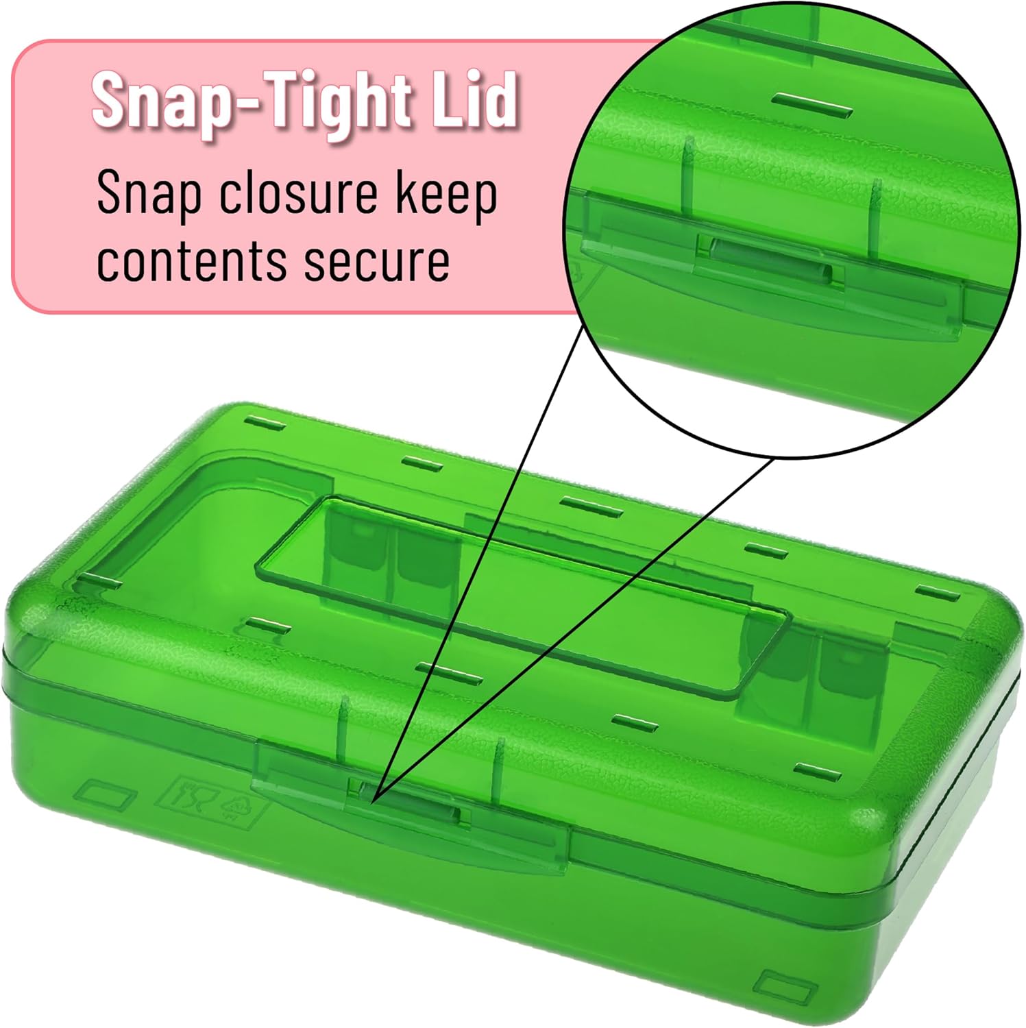 Mr. Pen- Clear Pencil Boxes Bulk, 12 Pack, Colorful, Snap-Tight Lid, Plastic Pencil Box Organizer, 7.9inchx4.5inchx2.4inch