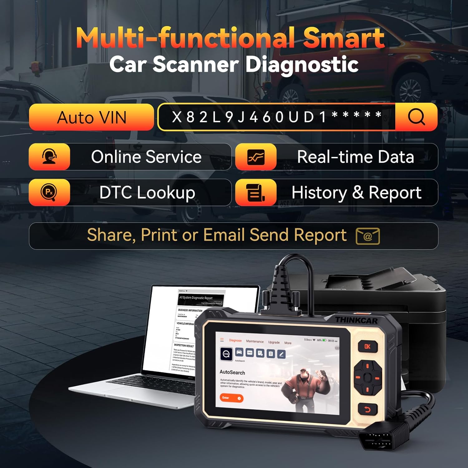 THINKCA THINKSCA 66 OBD Scanner,Ca Diagnosti Too wit Bidirectiona Activ Test,Ca Scanne Engin AB SR Transmission,Scanne fo Ca wit 1 Reset,CA F FC SGW,Lifetim Fre Update