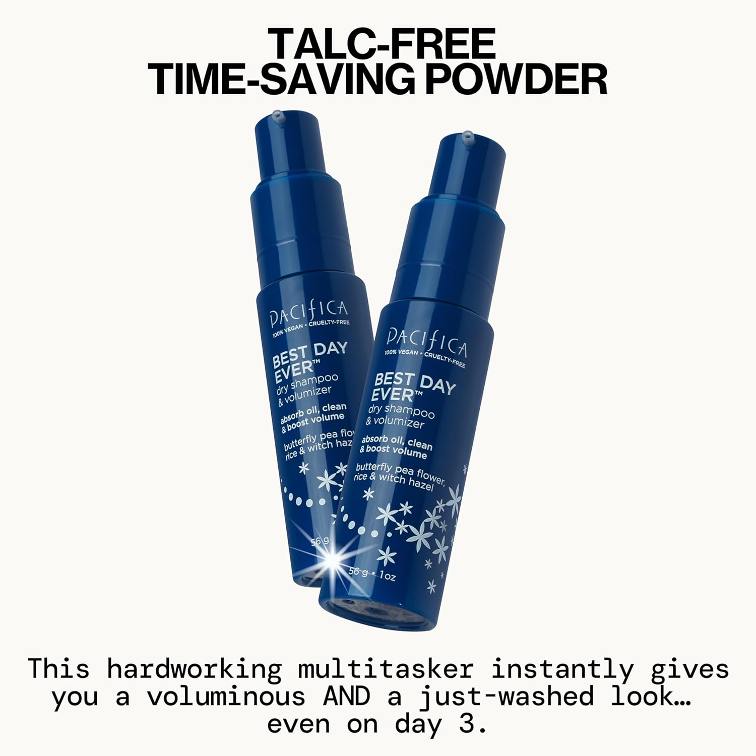 Pacifica Dry Shampoo Powder - Best Day Ever Waterless Shampoo & Instant Volumizer - adds Texture, Refreshes & Absorbs Oil, Non-Aerosol for Women of All Hair Types Natural & Vegan Dermatologist Tested