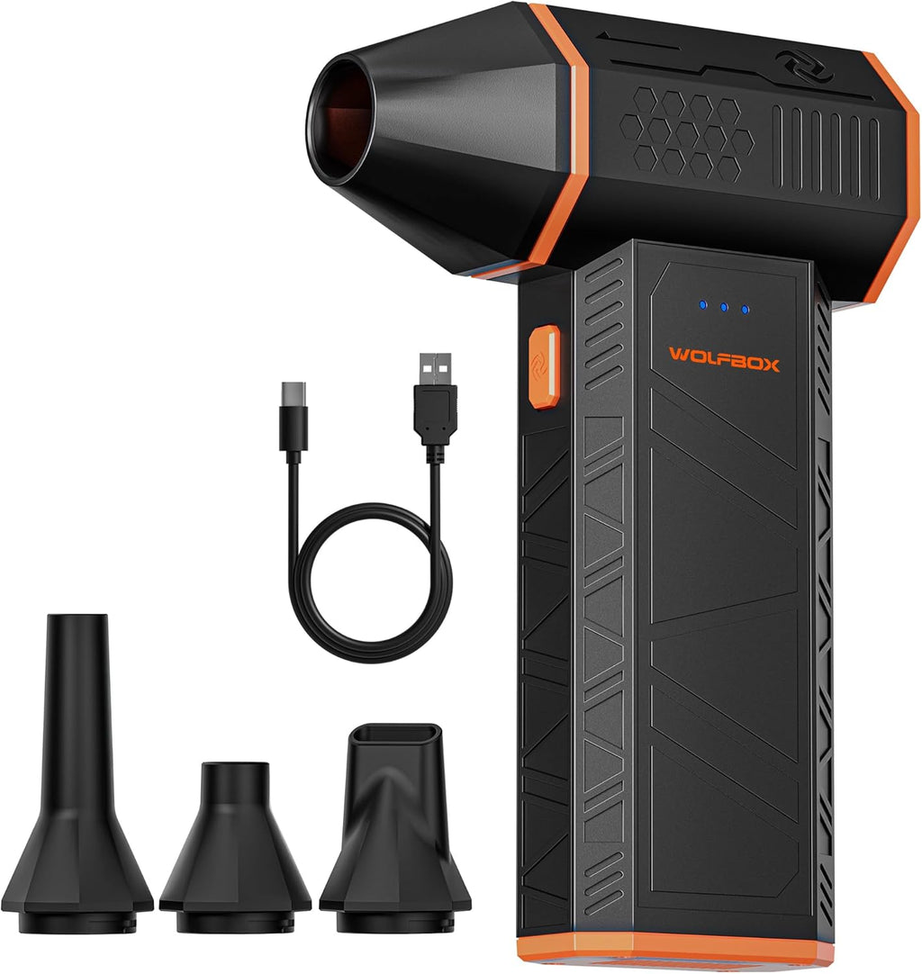 WOLFBO MF5 Compresse Ai Duster-110000RP Supe Powe Electri Ai Duster 3-Gea Adjustabl Min Blowe wit Fas Charging Dus Blowe fo Computer Keyboard House Outdoo an Car