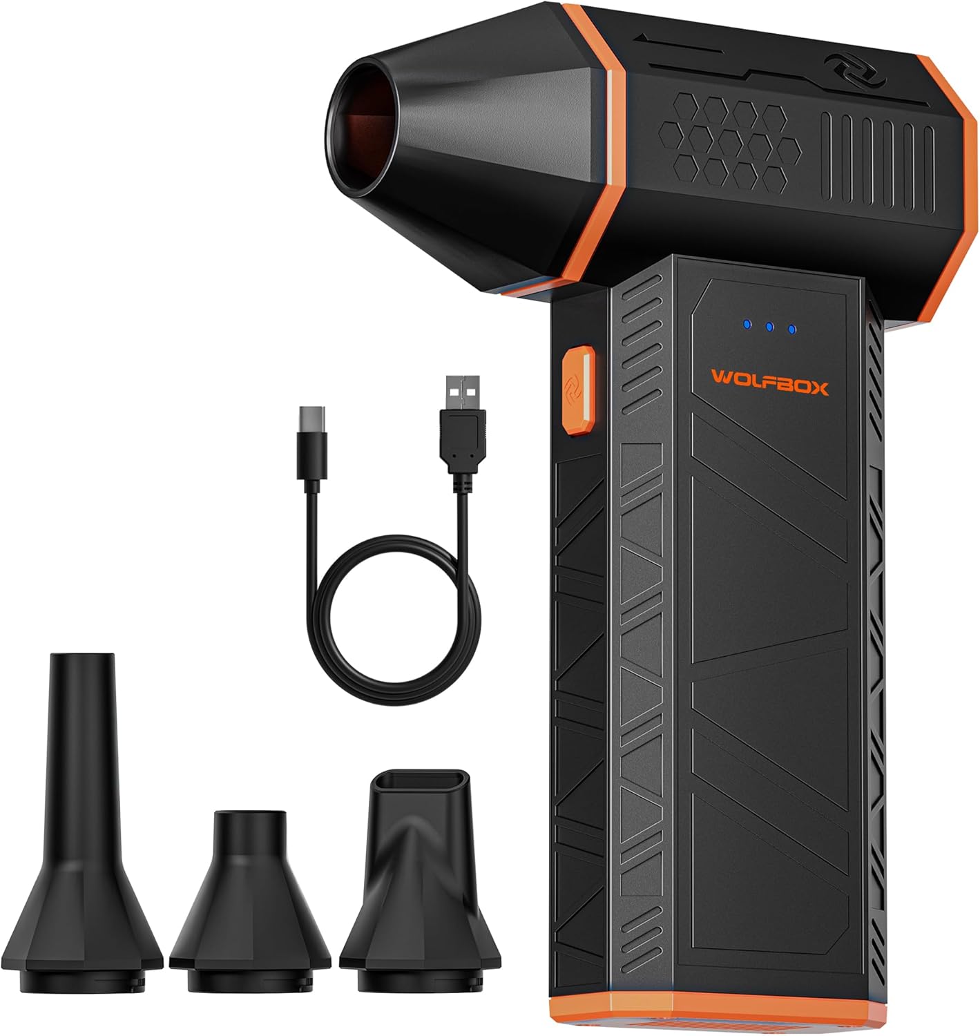 WOLFBO MF5 Compresse Ai Duster-110000RP Supe Powe Electri Ai Duster 3-Gea Adjustabl Min Blowe wit Fas Charging Dus Blowe fo Computer Keyboard House Outdoo an Car