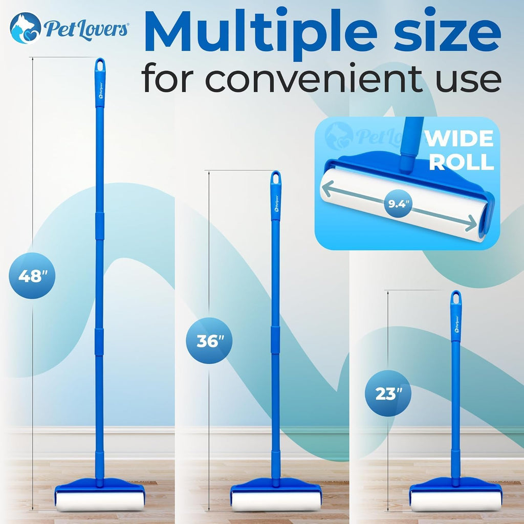 PetLovers Large Lint Roller with 3 Refills ¨C 400 Total Sheets for Tackling Pet Hair, Extra Large Floor and Carpet Roller for Homes with Pets, Perfect for Floors, Furniture, and Loving Pet Owners