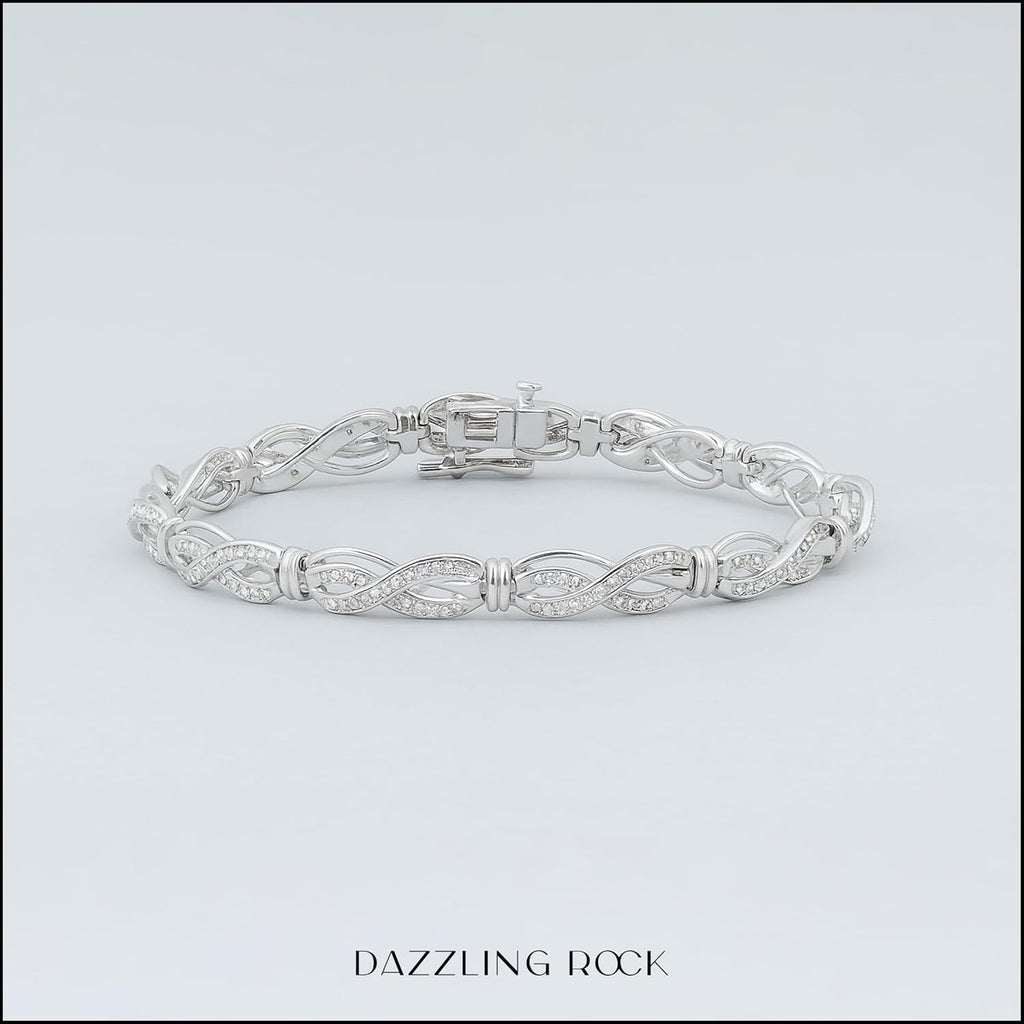 Dazzlingroc Collectio Swir Infinit Beade Styl Lin Bracele wit Roun Diamon Accents 92 Sterlin Silver