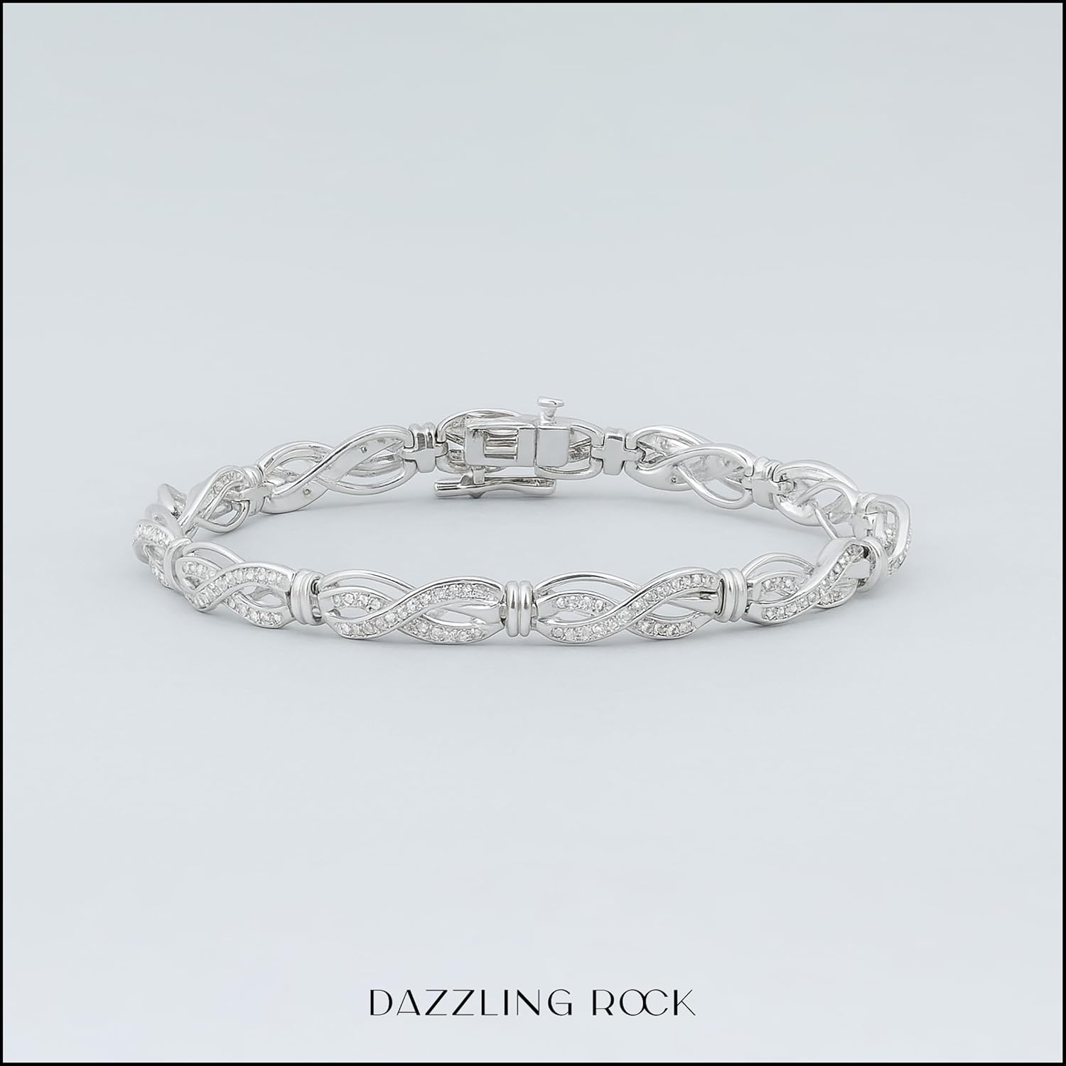 Dazzlingroc Collectio Swir Infinit Beade Styl Lin Bracele wit Roun Diamon Accents 92 Sterlin Silver