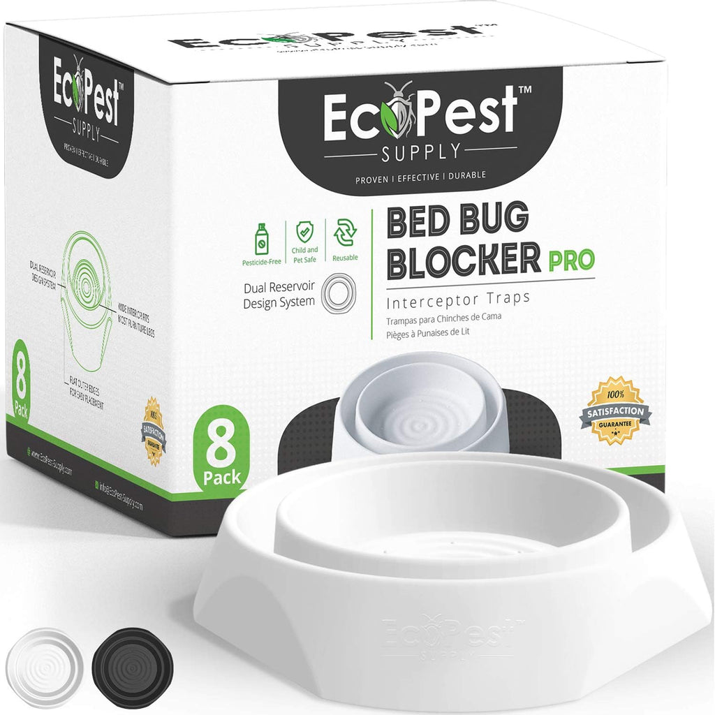 Bed Bug Interceptors ¨C 8 Pack | Bed Bug Blocker (Pro) Interceptor Traps (White) | Insect Trap, Monitor, and Detector for Bed Legs