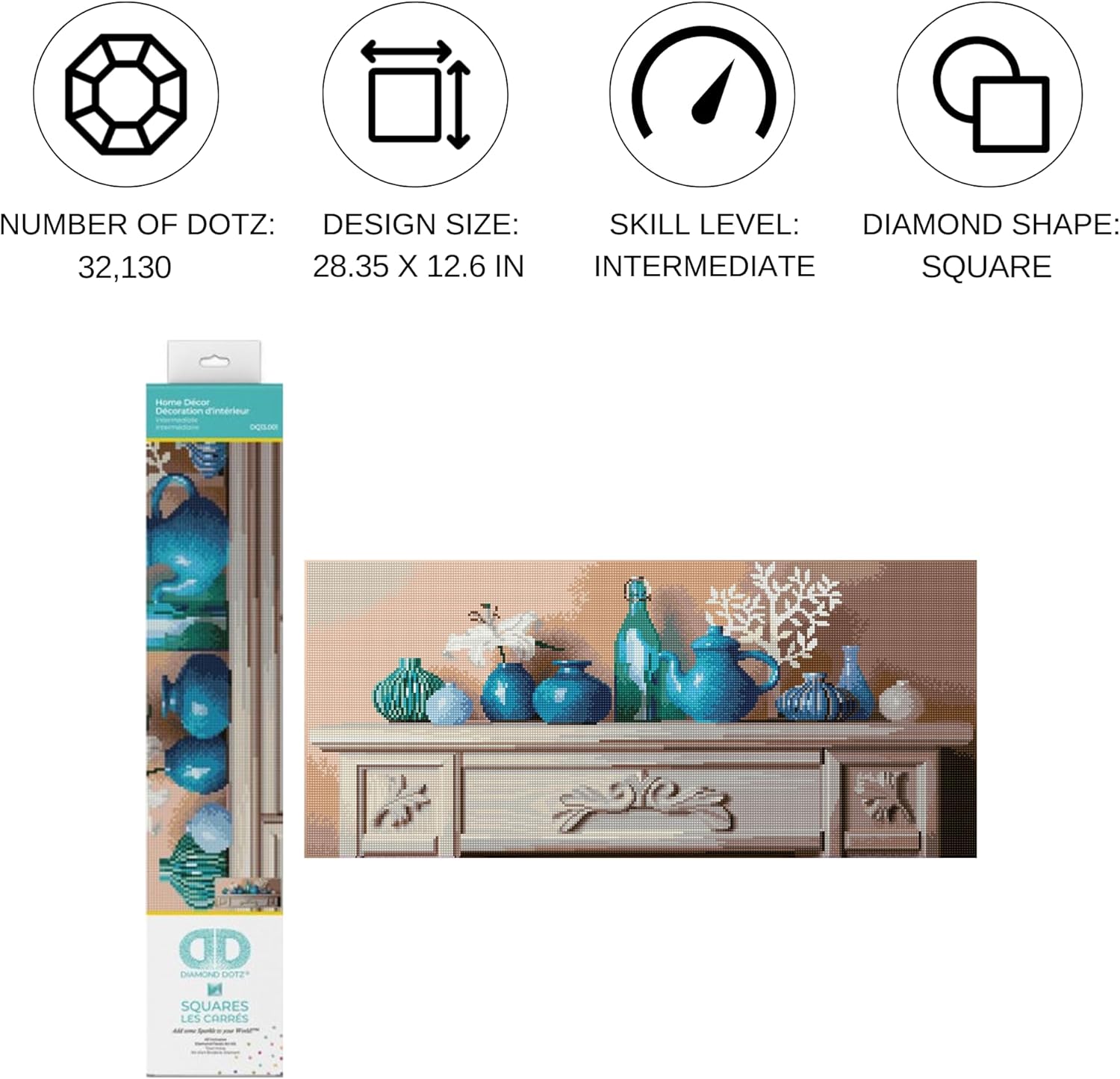 Diamon Dot Hom Deco Diamon Paintin Kit fo Adult Diamon Ar Kit Relaxin Creativ Craf Ki wit Dot Gem 28.4inchx12.6inch