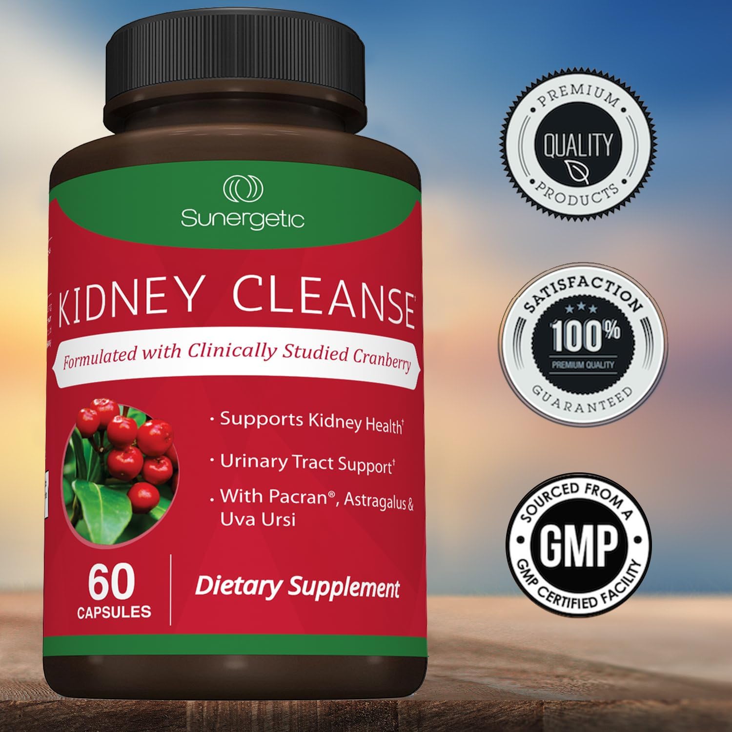 Sunergeti Premiu Kidne Cleans Supplemen Powerfu Kidne Suppor Formul wit Cranberr Extrac Help Suppor Health Kidney Urinar Trac Support 6 Vegetaria Capsules