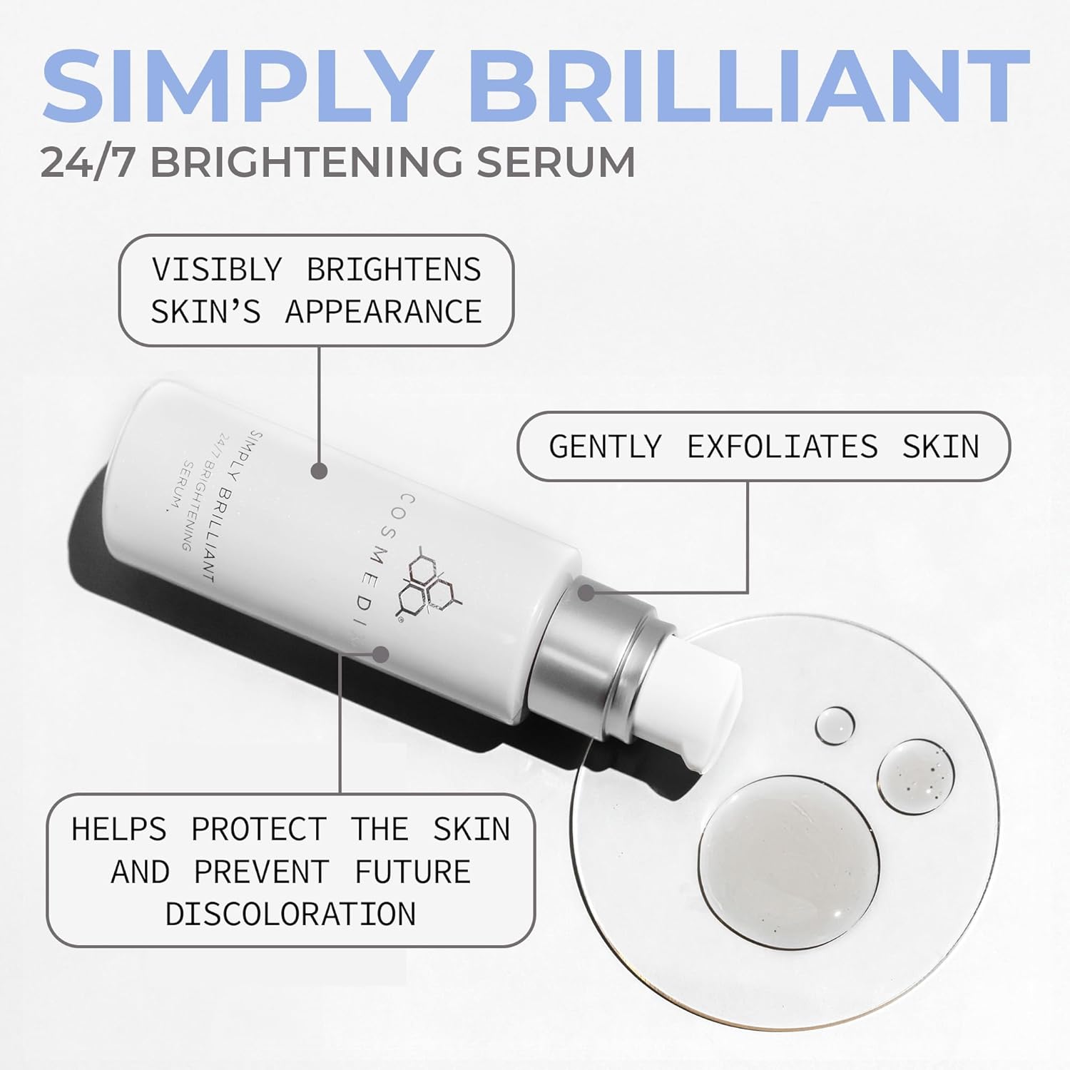 COSMEDI Simpl Brillian 24/ Brightenin Fac Seru Exfoliatin Facia Seru fo Fin Lines Wrinkle Uneve Ski Ton Gentl Firmin Skincar fo Brighter-Lookin Ski Natura Glow