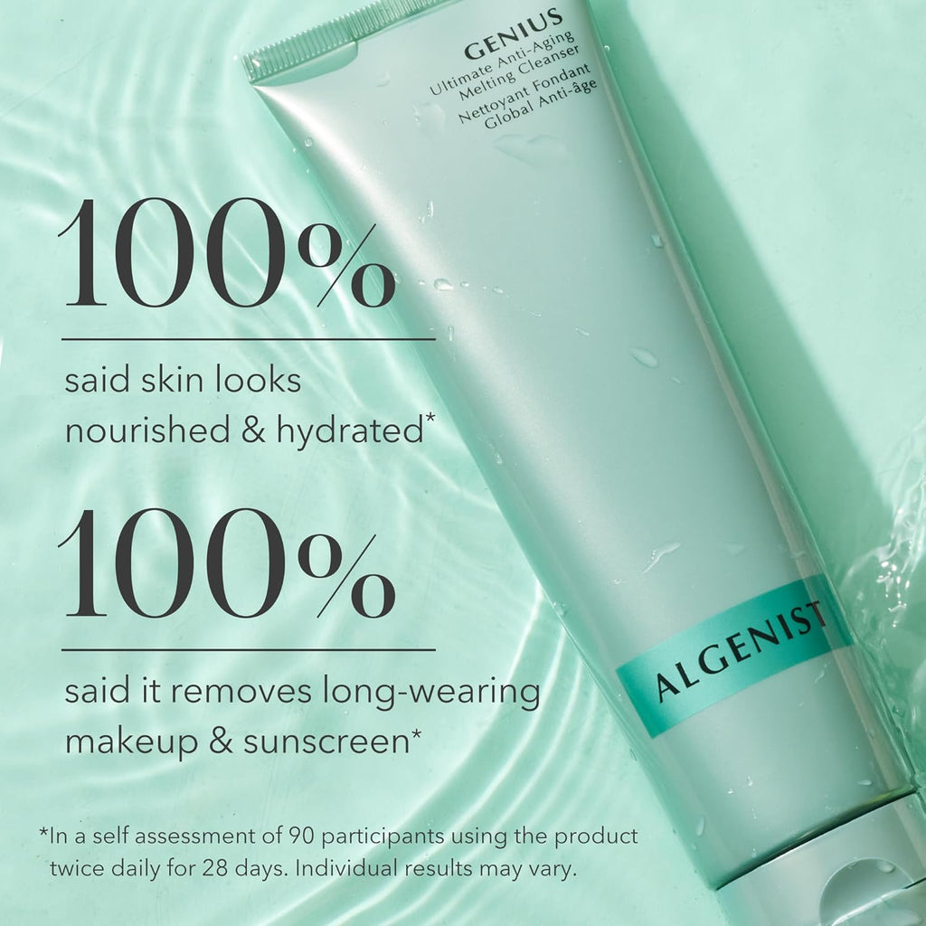 Algenist GENIUS Ultimate Anti-Aging Melting Facial Cleanser - Milky Cleanser + Makeup Remover with Avocado Oil, Alguronic Acid and Microalgae Oil - Nourishes Skin + Improves Radiance (5 oz)