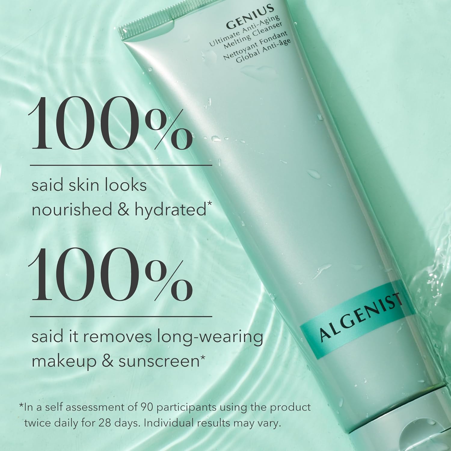 Algenist GENIUS Ultimate Anti-Aging Melting Facial Cleanser - Milky Cleanser + Makeup Remover with Avocado Oil, Alguronic Acid and Microalgae Oil - Nourishes Skin + Improves Radiance (5 oz)