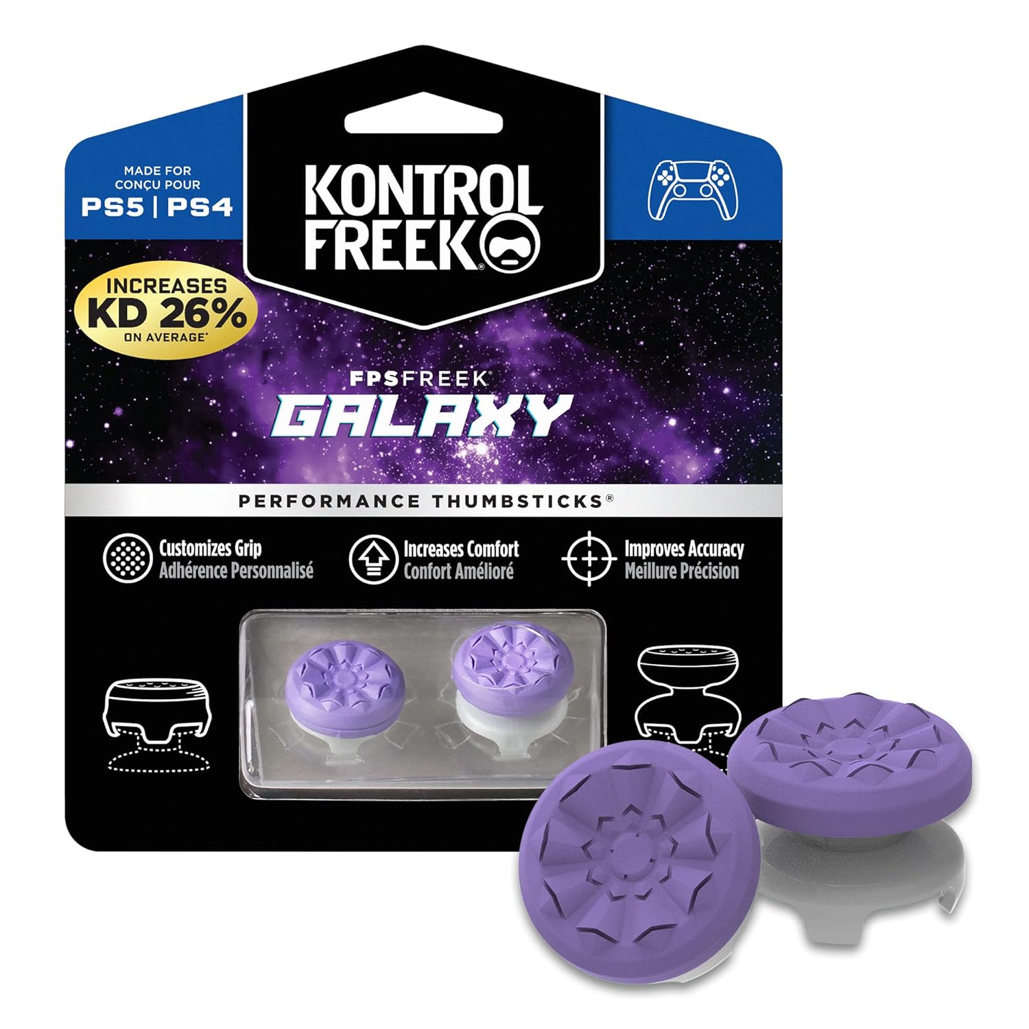 KontrolFree FP Free Galax Purpl fo PlayStatio (PS4 an PlayStatio (PS5 Performanc Thumbstick  High-Rise Mid-Ris Purple