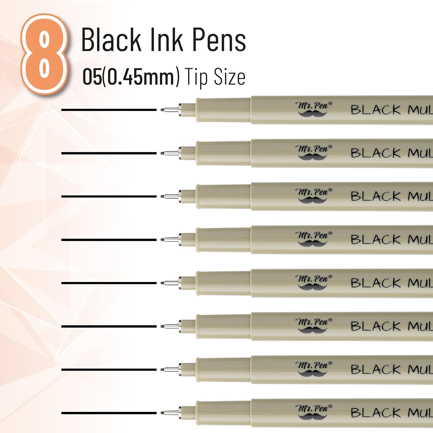 Mr. Pen - 0.45mm Micro Fine Point Pens, 8 Pack - Black Ink Pens for Drawing, Bible Journaling & Sketching