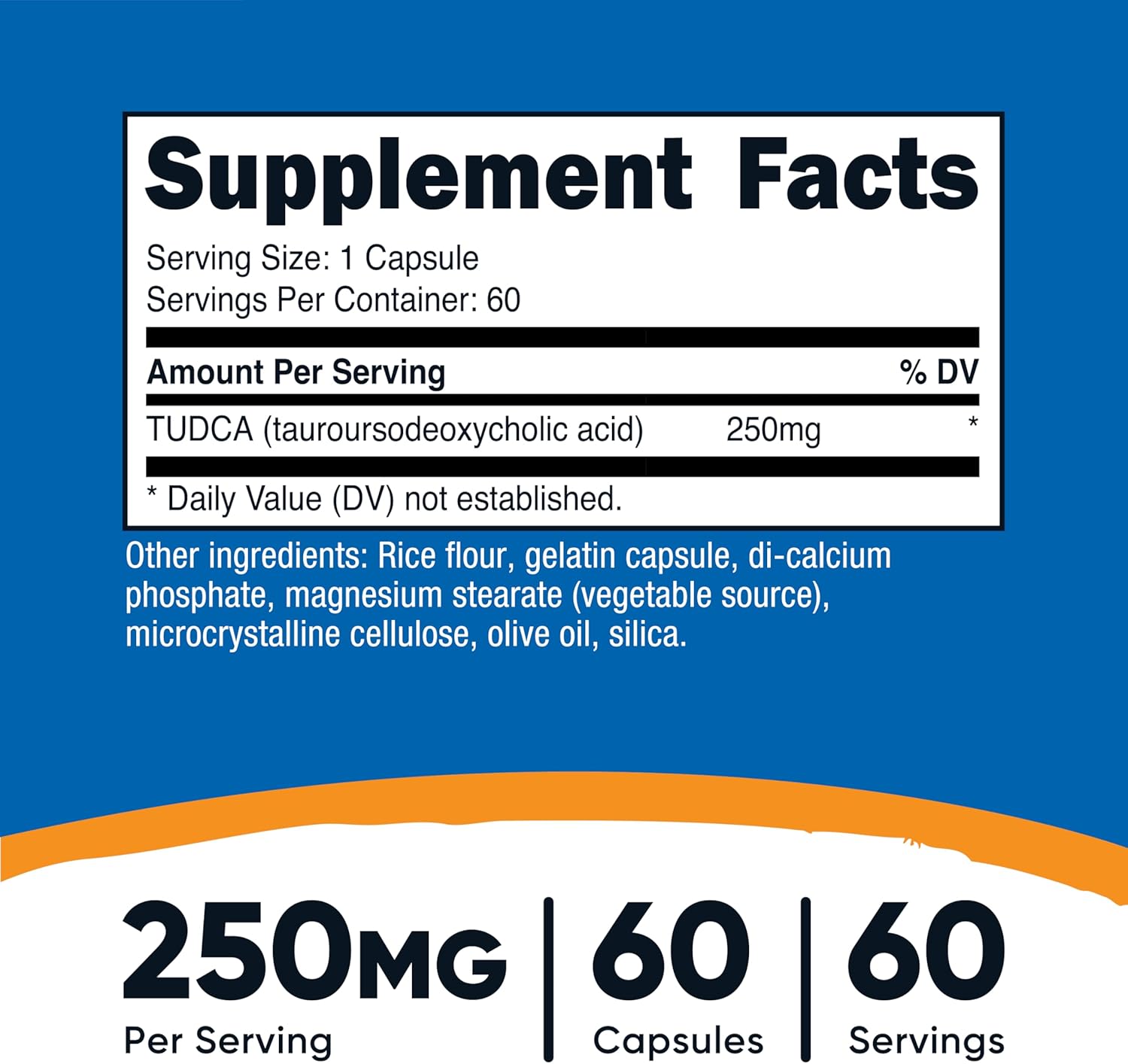 Nutricost Tudca 250mg, 60 Capsules (Tauroursodeoxycholic Acid) - Premium Quality