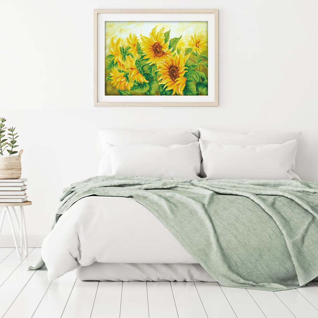 DIAMON DOT Haz Daz Sunflower Diamon Paintin Kit fo Adult Diamon Ar Kit Relaxin Creativ Craf Ki wit Dot Gem 16.1x22.4
