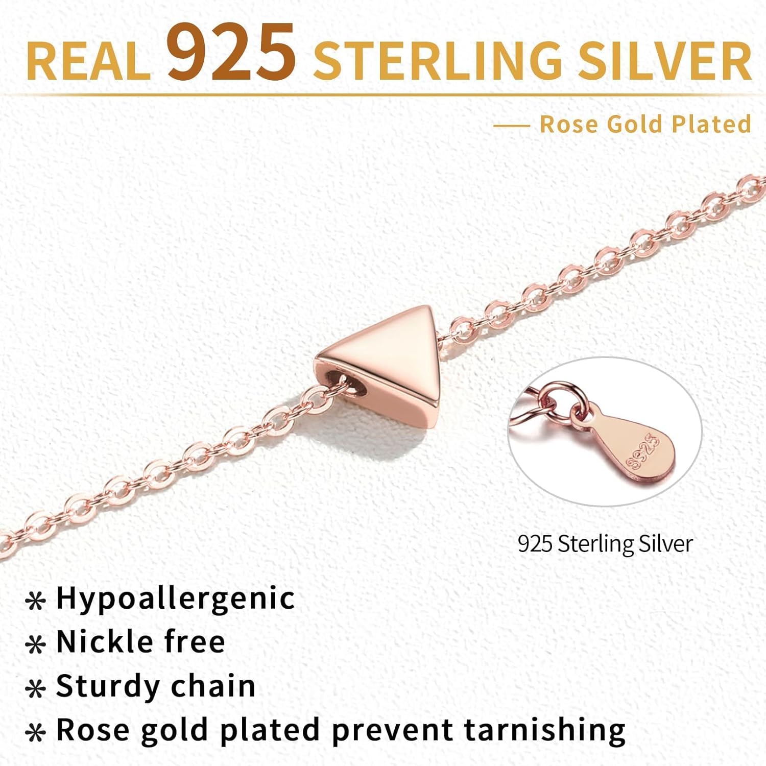 ChicSilver Personalized 925 Sterling Silver Dainty Small Heart/Star/Moon/Dot/Triangle Pendant Necklace for Women, Silver/Gold/Rose Gold/Black (with Gift Box)