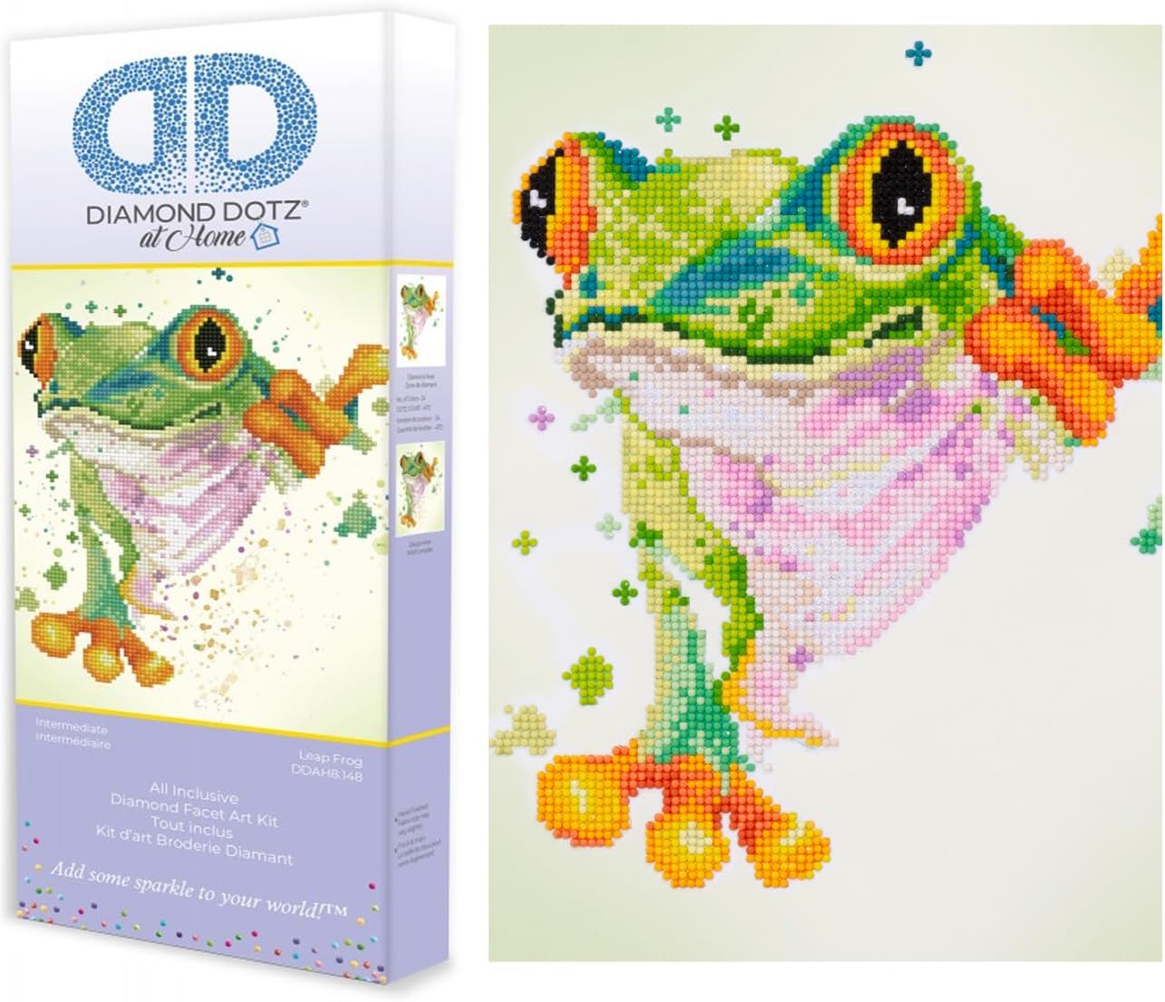 DIAMON DOT a Hom Lea Frog Partia Drill Roun Dotz Diamon Paintin Kits Diamon Ar Kit fo Adults Diamon Ar Frog Diamon Art 15.7inchx15.7inch