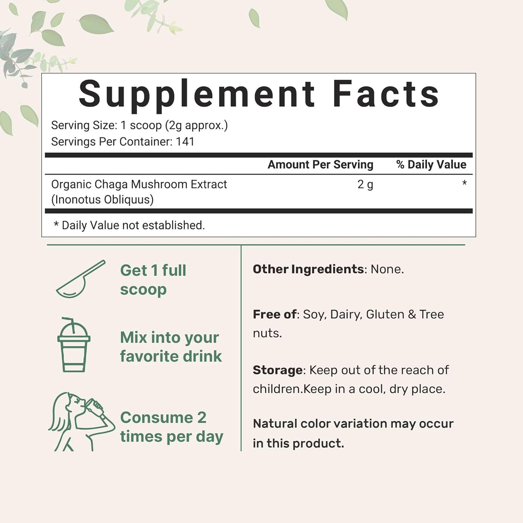 Micr Ingredient Organi Chag Mushroo Extract 1 o 100: Wil Harveste Support Immun Antioxidan Defens Grea fo Te Smoothie Non-GMO Vega Friendly