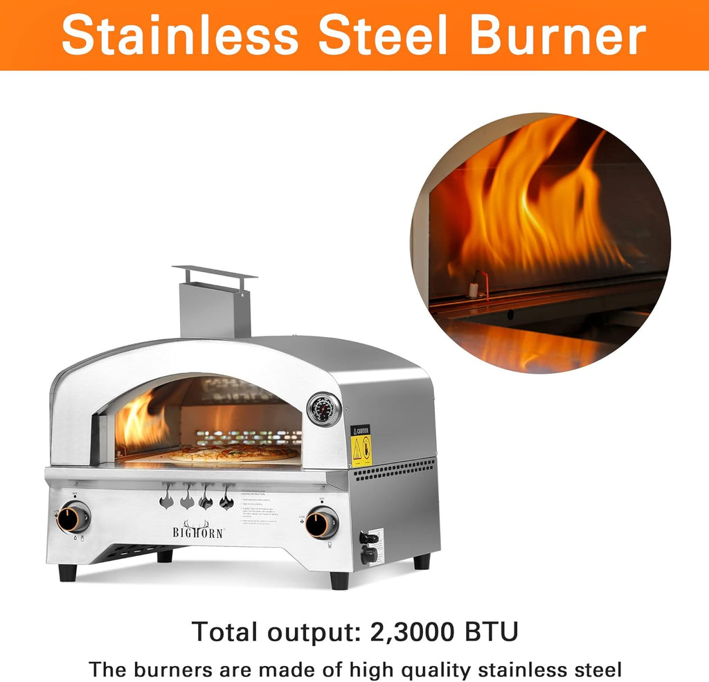 BI HOR OUTDOOR Ga Pizz Oven Portabl Propan Pizz Ove wit 1 inc Pizz Stone Stainles Stee Pizz Make fo Outdoo Cooking