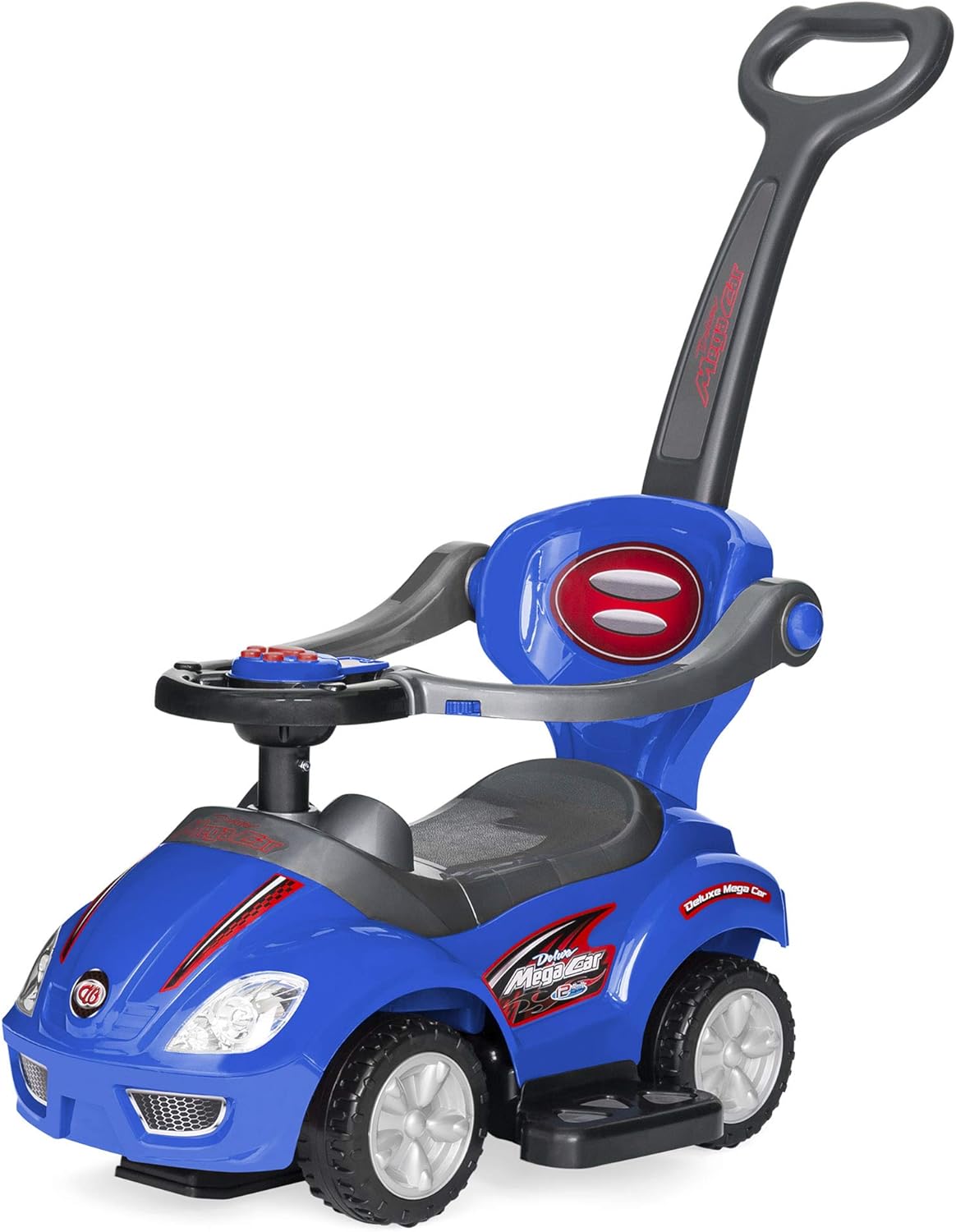 Best Choice Products Kids 3-in-1 Push and Pedal Car Toddler Ride On w/Handle, Horn, Music - Blue