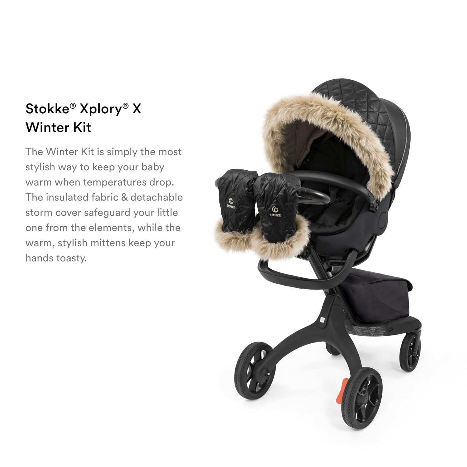 Stokk Xplor Winte Kit Ony Blac Protect Bab fro Col Weathe Win Include Fleec Mitten fo Parent PFC-Fre Fabrics Reflectiv Zipper Genuin Sheepski Rims