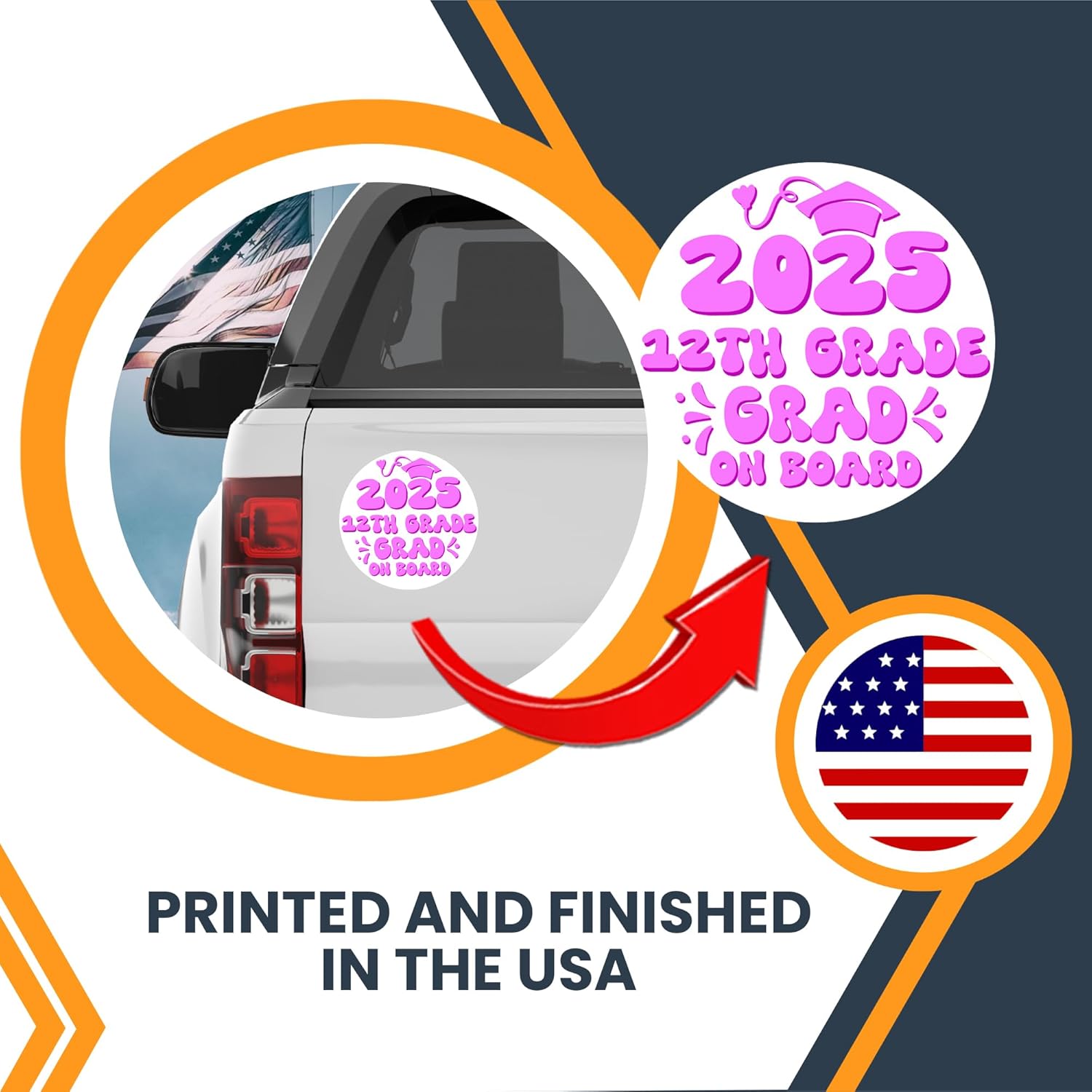 Magne M U 12t Grad Graduatio Magne 5inc Roun Clas o 202 Gra O Boar Sig Gift Ca Magne i Whit an Pin Full-Colo U Printed Weatherproof Mad i Th US Graduatio Ca Decor