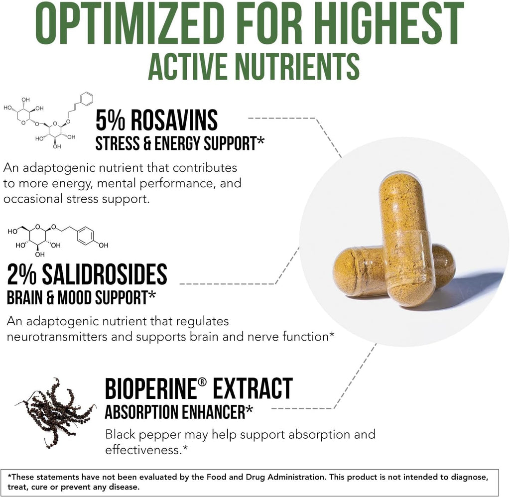 Ma Strengt Siberia Rhodiola? Rhodiol Rose 5 Rosavins 2 Salidrosid BioPerine fo Enhance Absorptio Help Suppor Stress Energ Focus Grow i Siberia DN Verifie (6 Capsules)