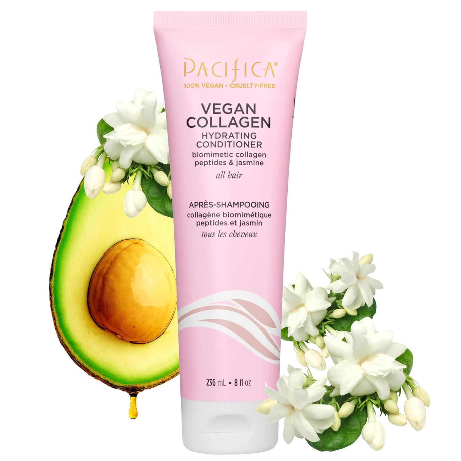 Pacific Hai Conditione Vega Collage Hydrating Haircare Avocad Oil Vitami B5 Ad an Restor Shine Fo Dr an Damage Hair Sulfat an Silicon Free Hai Care f o ( Count)