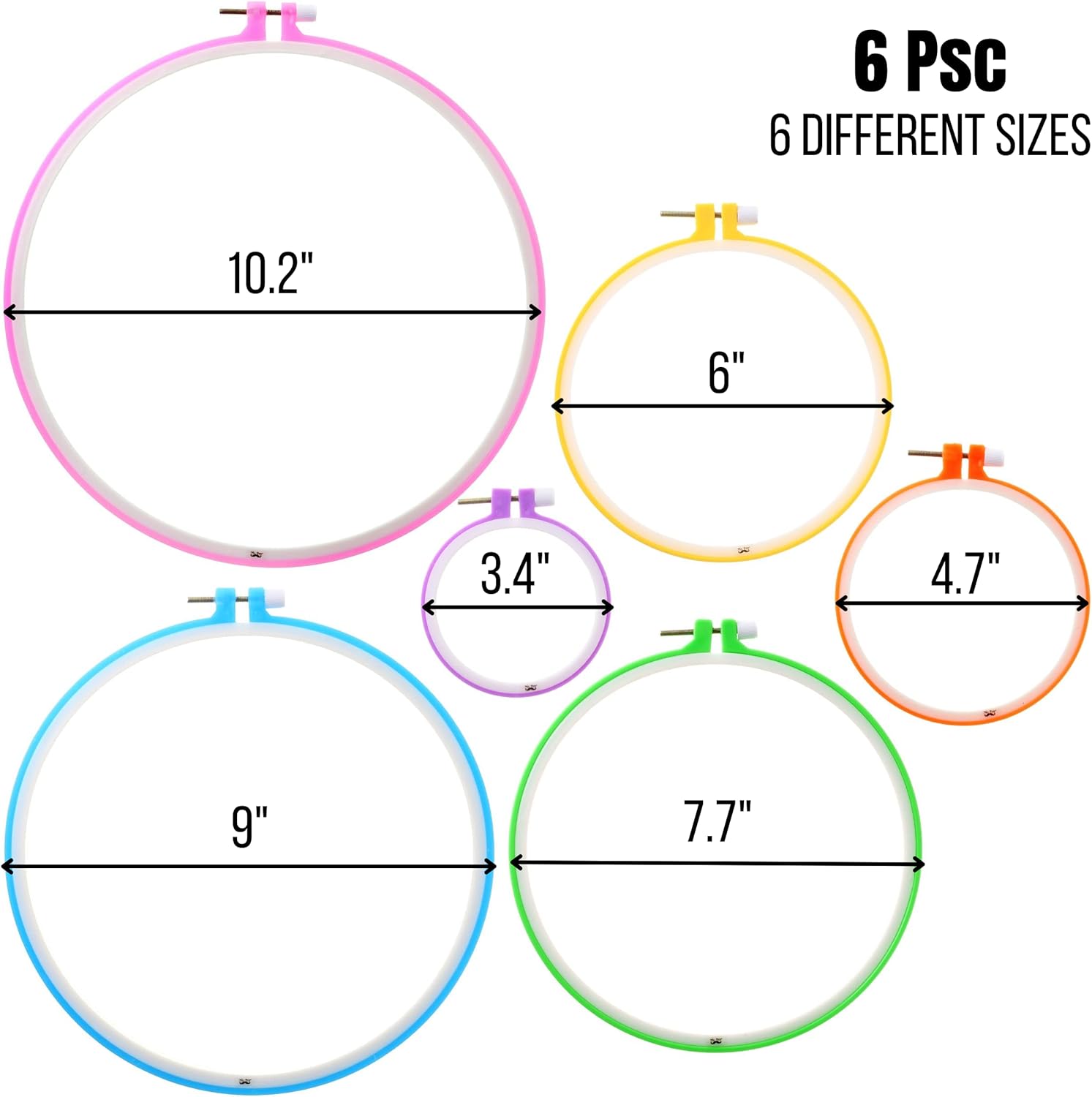 Embroider Hoop Set pcs 3. inc t 10. inch Assorte Colors Plasti Embroider Hoop Cros Stitc Hoops Embroider Rings Cros Stitc Plastic Sewin Ring Hoops.