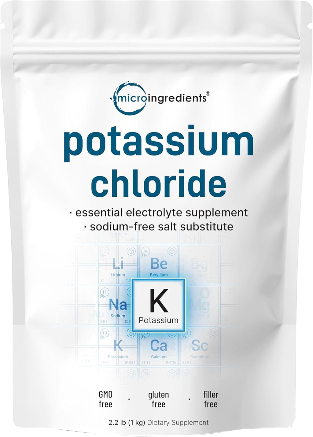 Potassiu Chlorid Powder K (3 Ounce Sal Substitut Essentia Hydratio Electrolyt Supplemen Support Minera Balance Heart Joint an Immun Healt Fille Free Dissolve Easily