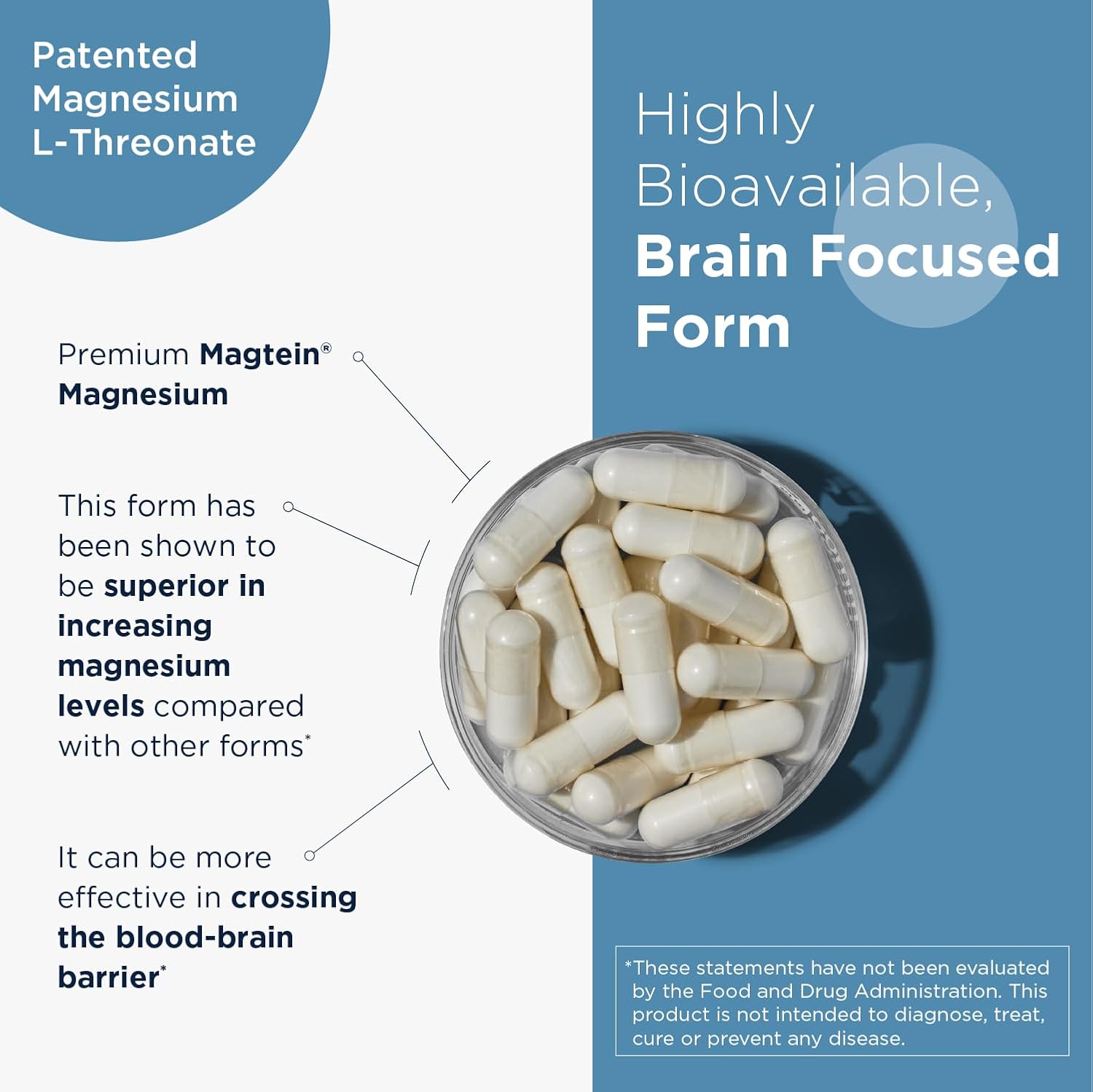 Design fo Healt NeuroMa Bioavailabl Magnesiu L-Threonat Chelate Magnesiu Supplemen fro Magtei fo Brai Healt Cognitiv Function Suppor Focu Sleep (9 Vega Capsules)
