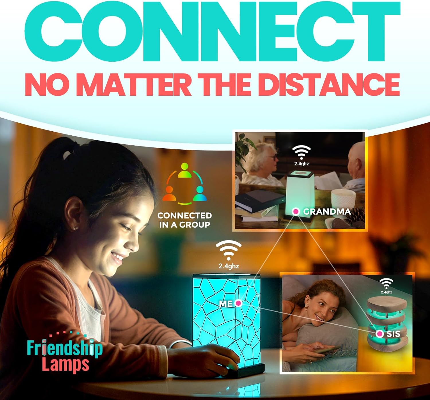 Friendshi Lamp Classi Desig Bes Frien Lamp Wi-F Touc Lam LE Ligh fo Long-Distance Connection Relationship Friendship Gift Ove 20 Colors Ap Setu Se o 3